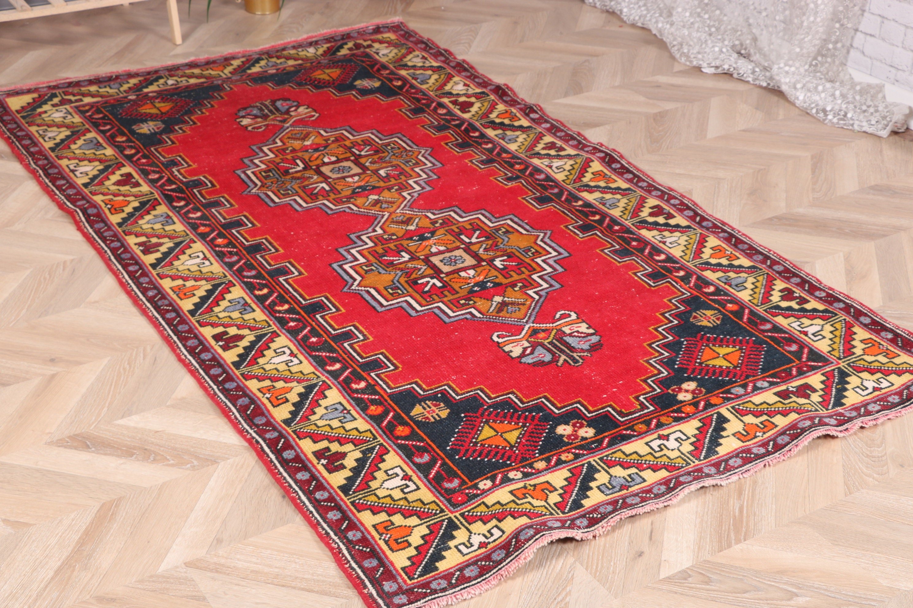 Cool Rug, 3.9x6.7 ft Area Rug, Nursery Rug, Rugs for Living Room, Vintage Rugs, Floor Rugs, Turkish Rugs, Red Luxury Rugs, Anatolian Rug