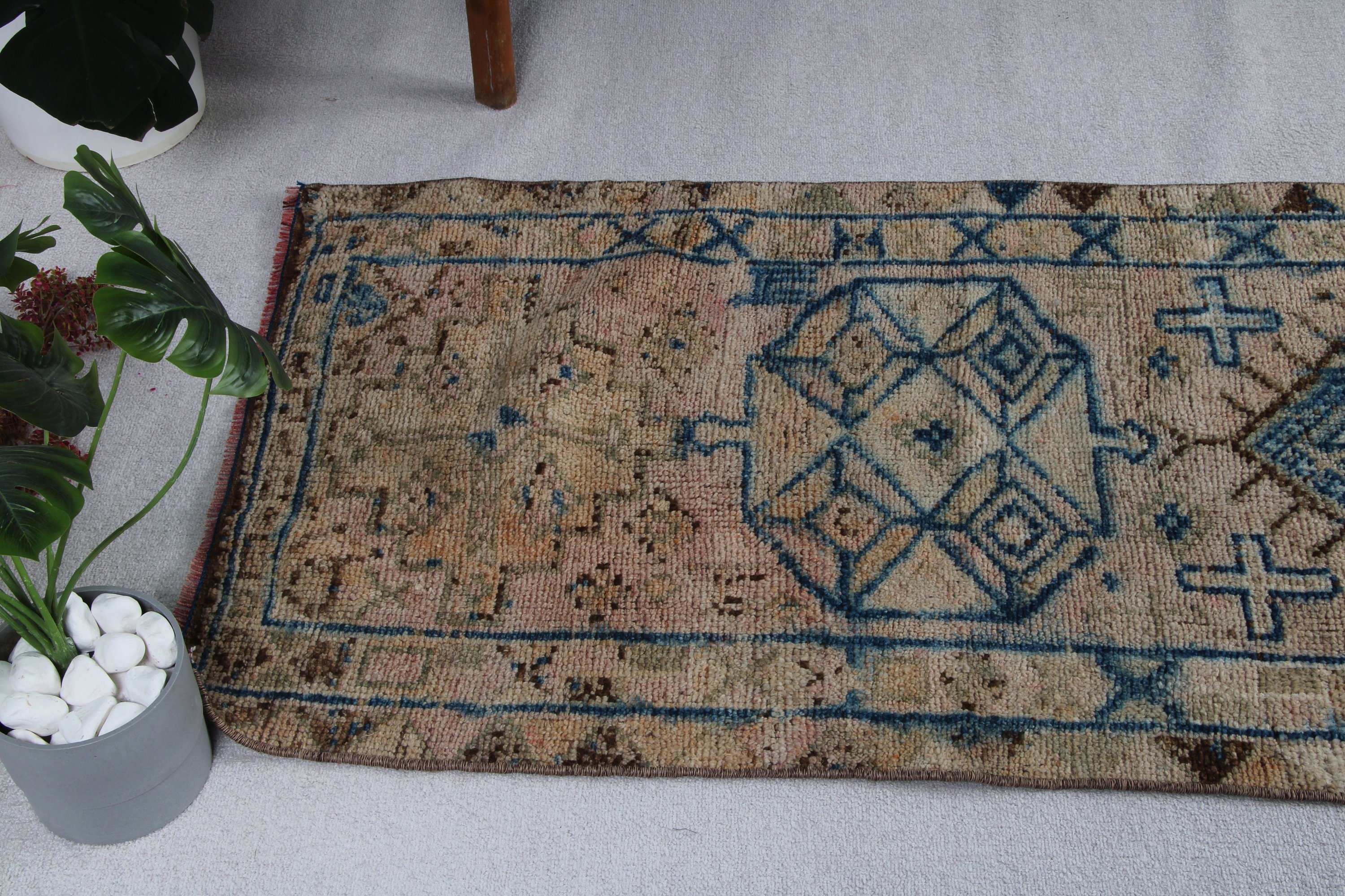 2.7x10.9 ft Runner Halılar, Vintage Halı, Vintage Runner Halı, Türk Halısı, Yün Halı, Uzun Yolluk Halıları, Mavi Oryantal Halılar, Lüks Halılar