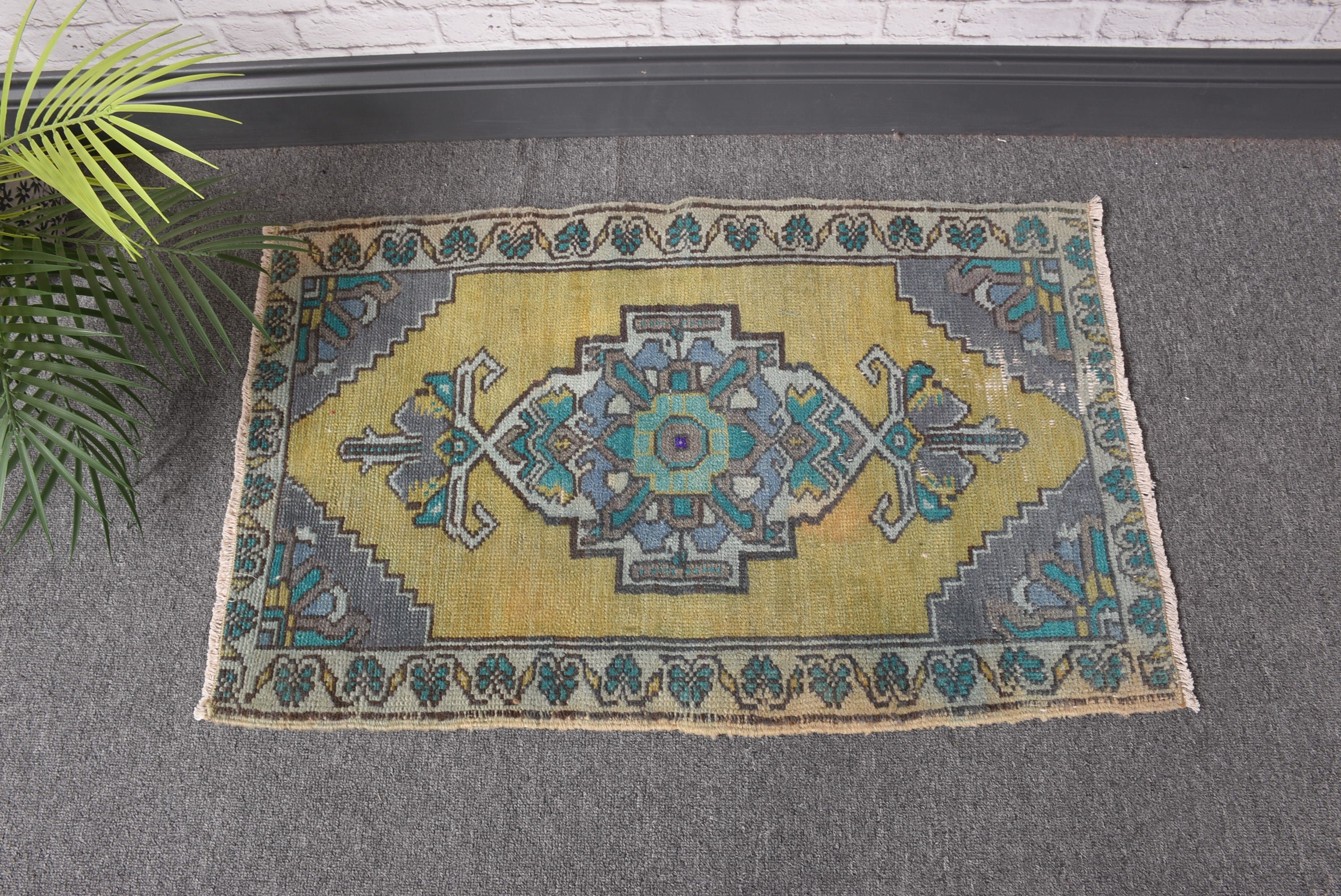 Mutfak Halıları, Vintage Halılar, Harika Halılar, Türk Halısı, Küçük Boho Halıları, Yeşil Zemin Halısı, 1,6x2,7 ft Küçük Halı, Banyo Halıları, Giriş Halıları