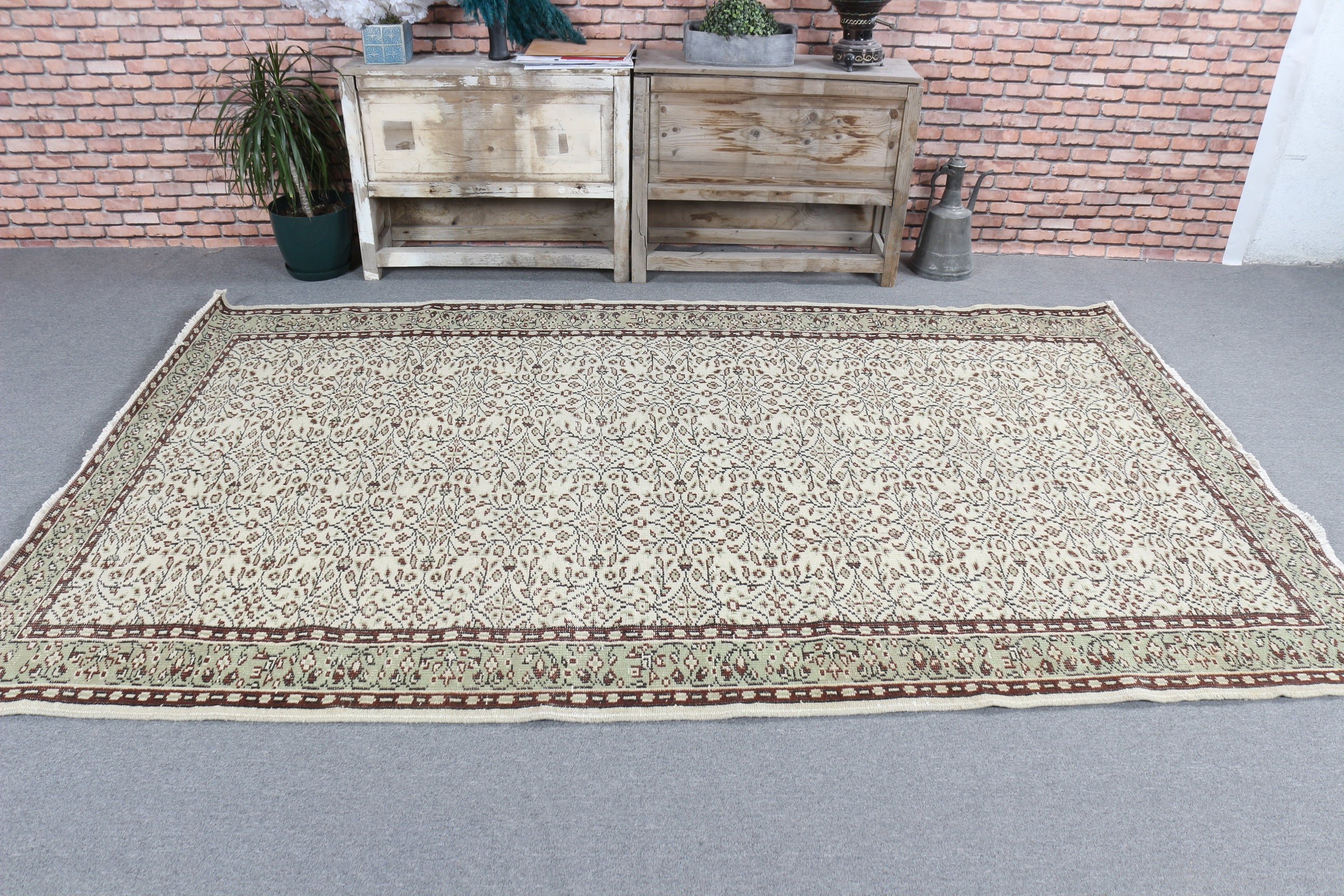 5.2x8.6 ft Large Rug, Vintage Rug, Beige Bedroom Rugs, Dining Room Rugs, Kitchen Rug, Turkish Rug, Large Vintage Rugs