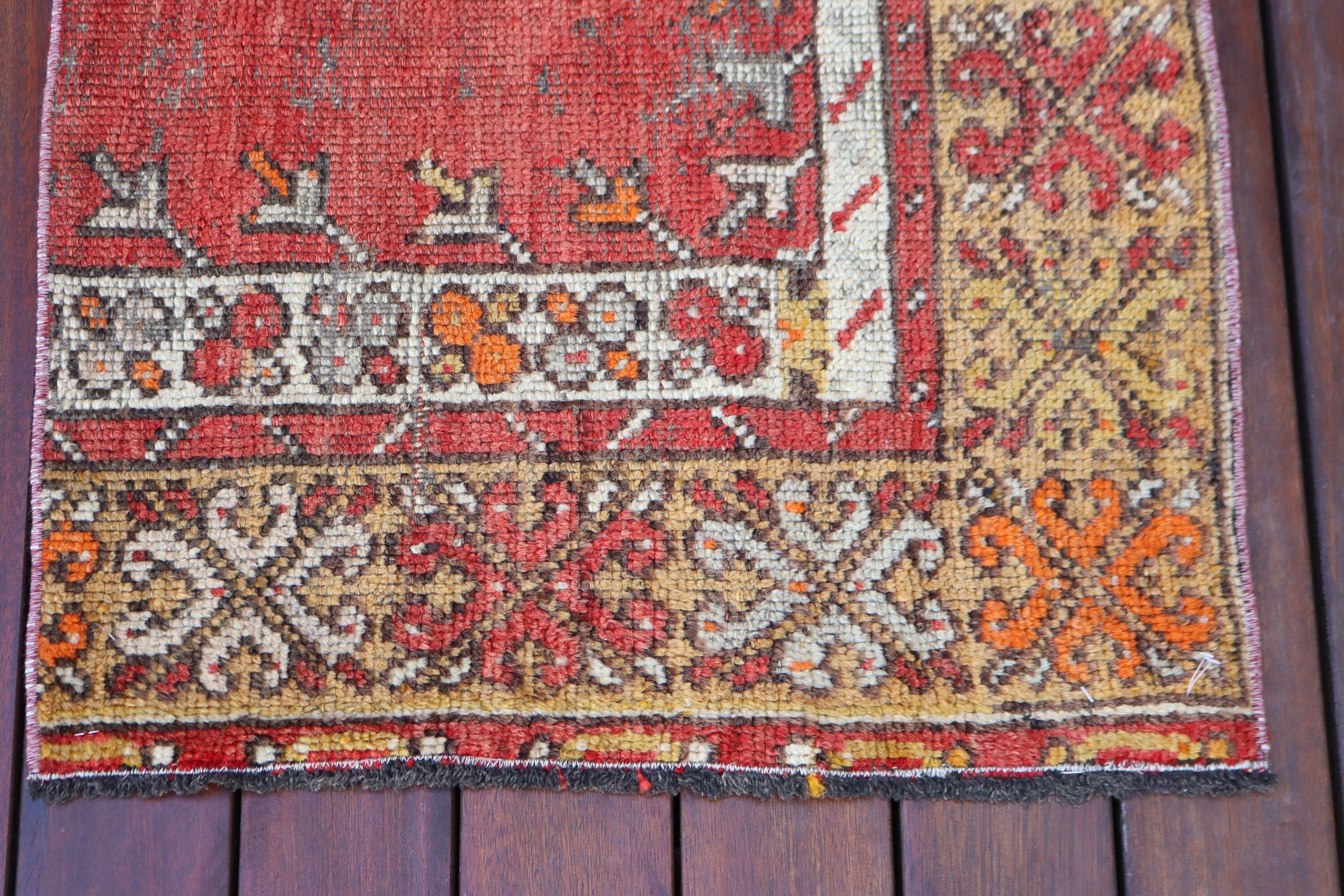 Türk Halıları, Küçük Vintage Halı, Boho Halıları, Oushak Halıları, Vintage Halıları, Araba Paspas Halısı, Düz Dokuma Halı, Kırmızı 1.7x2.6 ft Küçük Halı