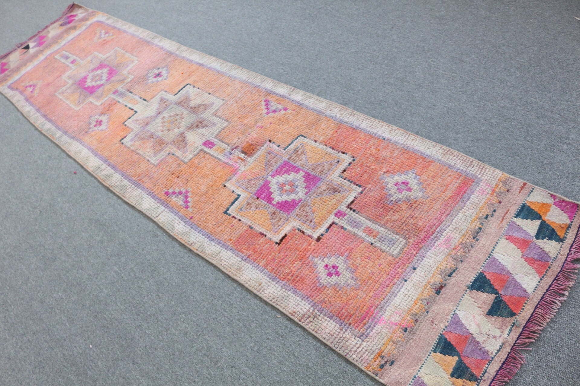 Kitchen Rug, Orange Anatolian Rug, Hallway Rugs, Floor Rugs, Turkish Rugs, 2.5x10 ft Runner Rug, Bohemian Rugs, Anatolian Rugs, Vintage Rug