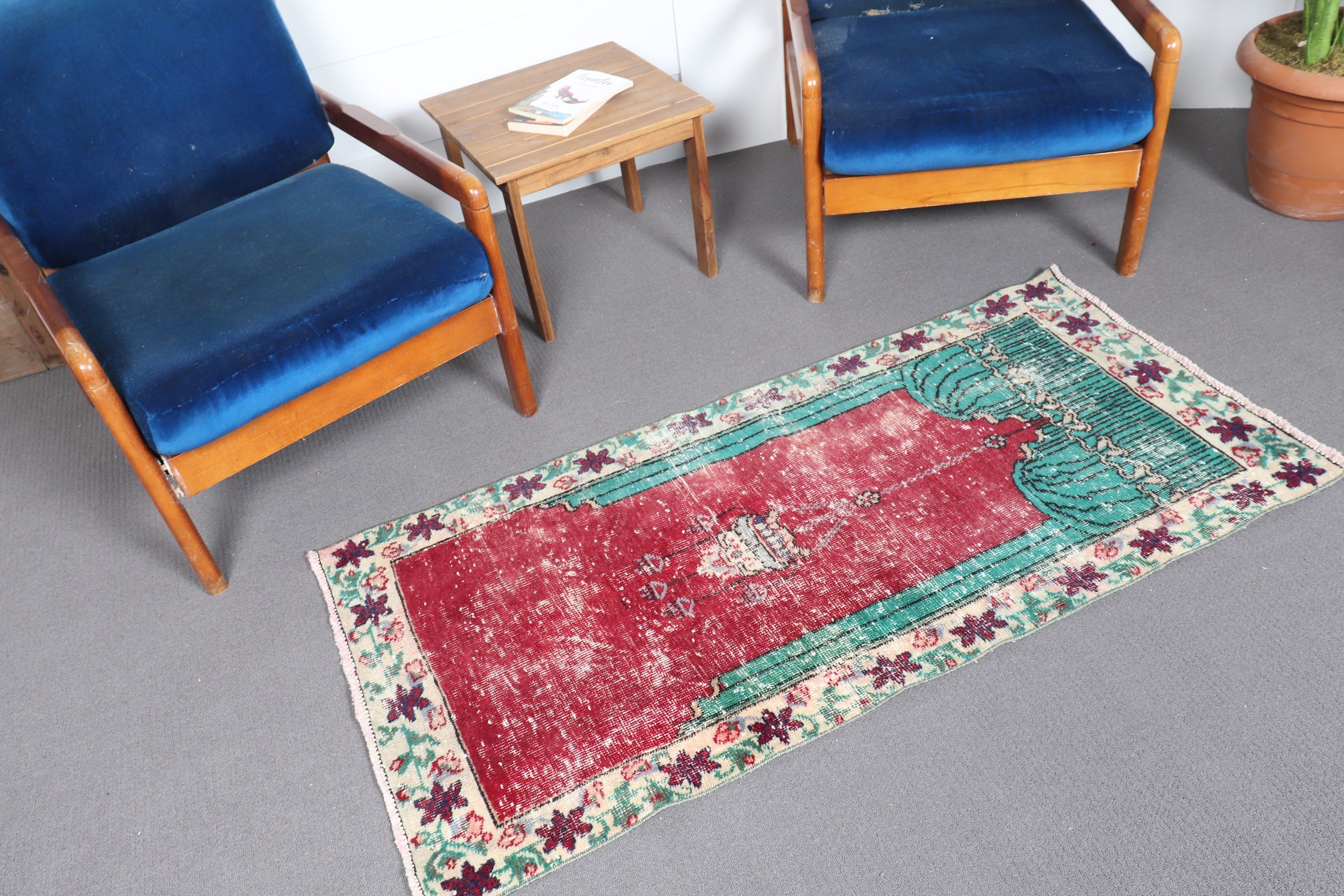 Çocuk Odası Halıları, Eski Halı, Vintage Halı, Türk Halıları, Araba Paspas Halıları, Mutfak Halısı, Giriş Halısı, Yün Halı, Kırmızı 2,5x5 ft Küçük Halılar