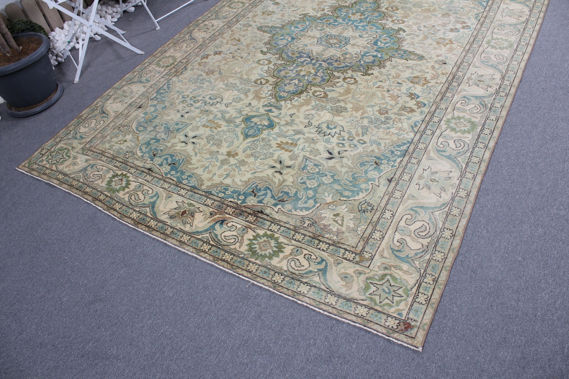 Green Cool Rug, Turkish Rug, Bohemian Rug, Floor Rugs, Salon Rug, 6.3x9.5 ft Large Rugs, Oriental Rug, Vintage Rug, Dining Room Rugs