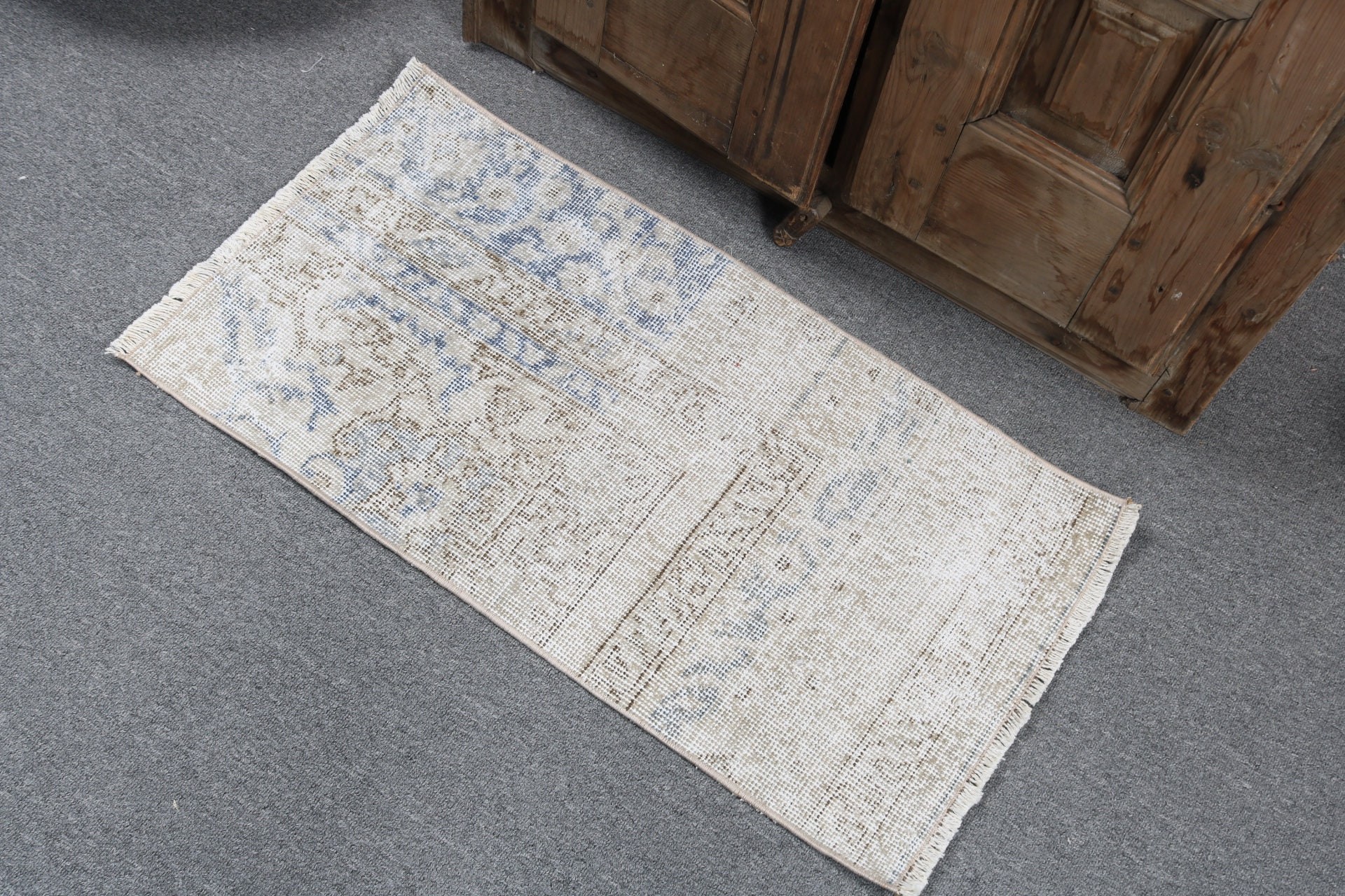 1.4x2.8 ft Small Rugs, Beige Floor Rugs, Small Area Rugs, Oushak Rugs, Vintage Rug, Aztec Rugs, Turkish Rugs, Anatolian Rugs, Door Mat Rug