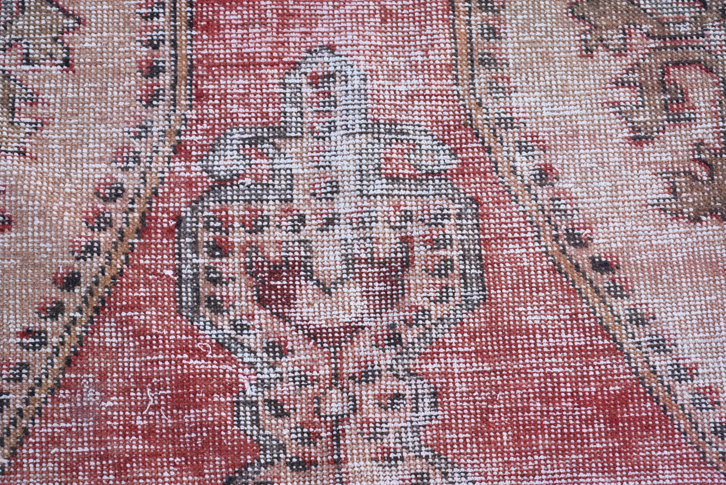 Anatolian Rug, Turkish Rug, Rugs for Door Mat, Nursery Rug, Red  3.4x3.4 ft Small Rug, Vintage Rug, Car Mat Rug