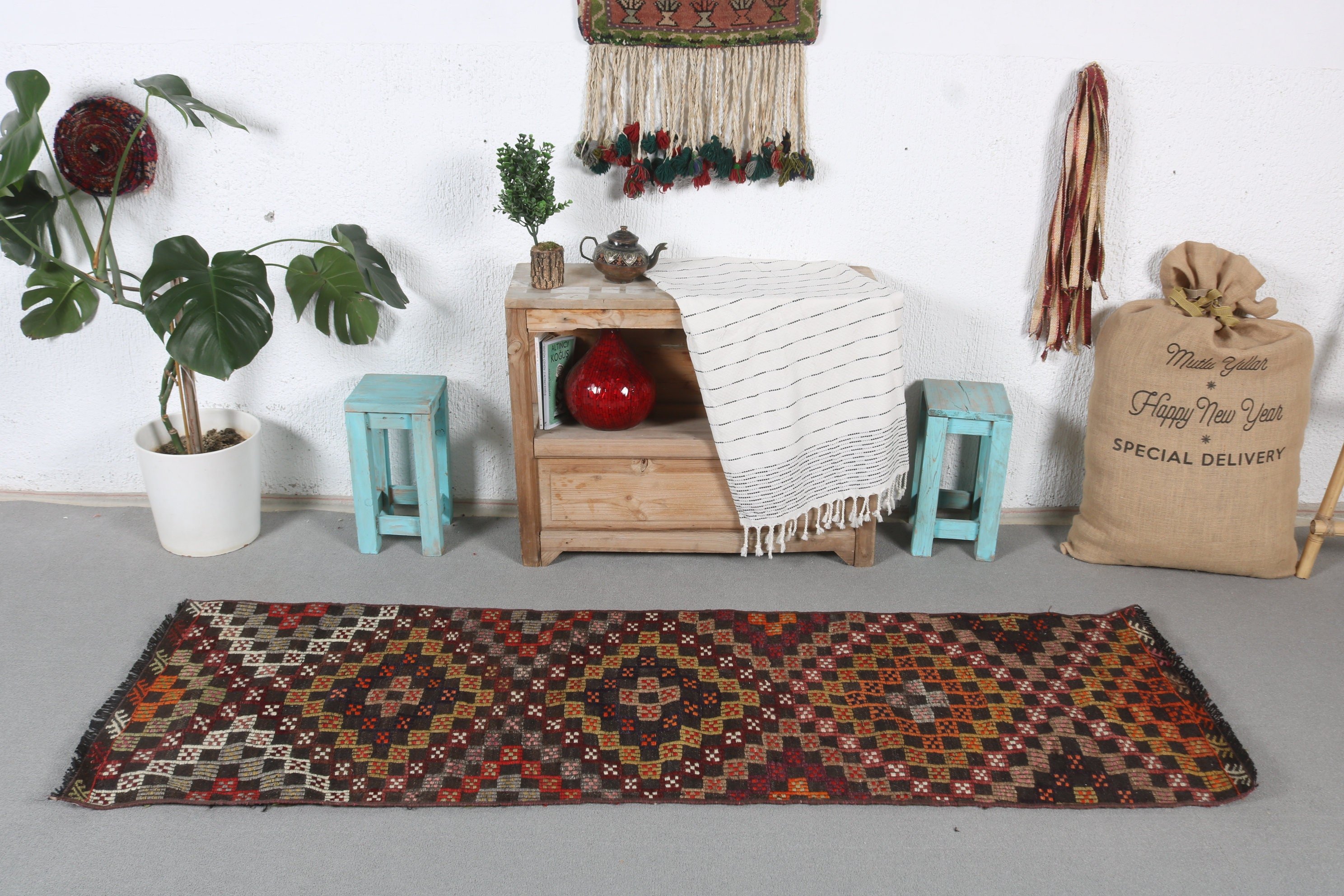 Türk Halısı, Vintage Halılar, Koridor Halıları, Yer Halıları, Kırmızı 2.1x6.8 ft Runner Halıları, Koridor Halıları, Soğuk Halı, Kilim, Parlak Halı