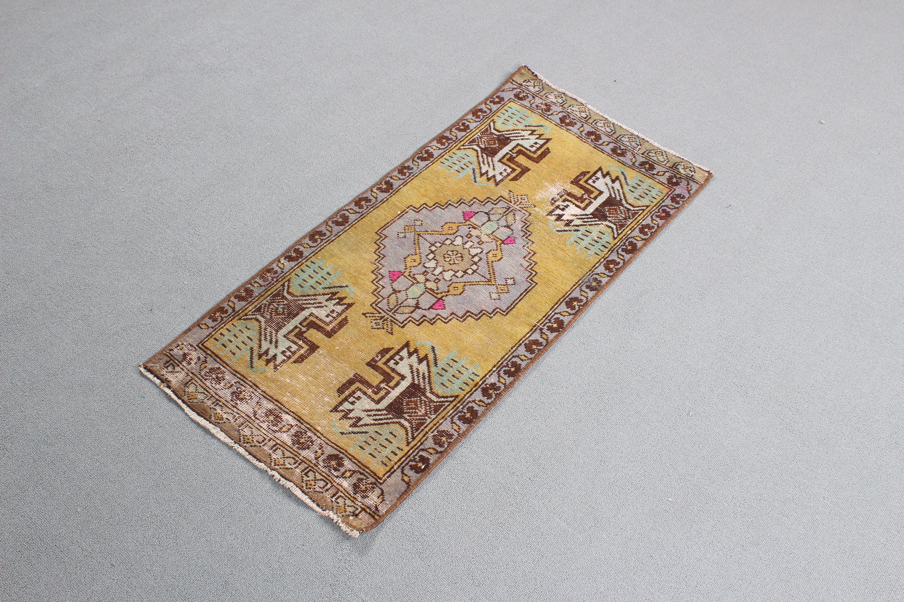 Brown  1.5x3.3 ft Small Rugs, Door Mat Rugs, Anatolian Rug, Vintage Rug, Small Boho Rug, Luxury Rug, Aztec Rug, Turkish Rugs