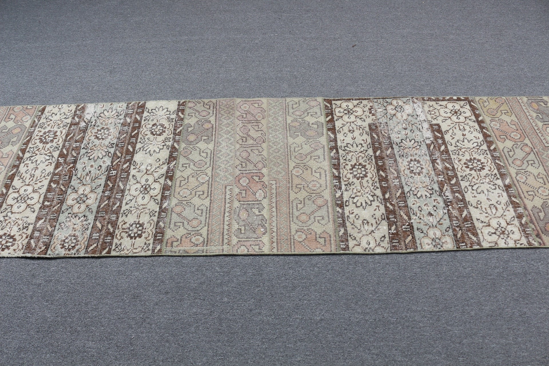 Floor Rug, Corridor Rug, Oushak Rugs, Turkish Rug, Kitchen Rugs, Organic Rugs, Beige  2.3x9.3 ft Runner Rugs, Vintage Rug