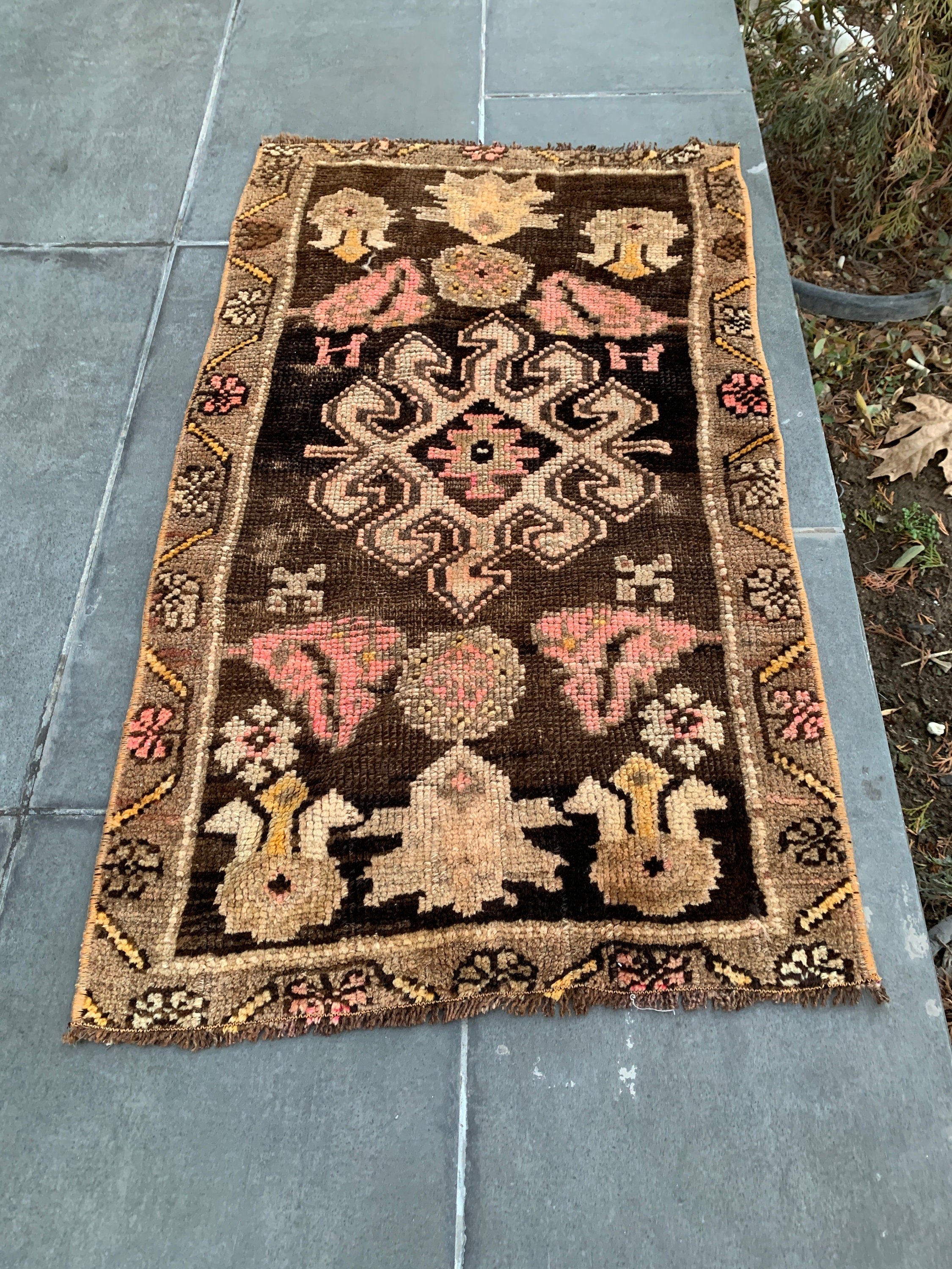 Eski Halı, Mutfak Halıları, Vintage Halı, Türk Halısı, Duvara Asılı Halı, Oryantal Halı, Bej 1.7x2.9 ft Küçük Halılar, Ev Dekorasyonu Halıları