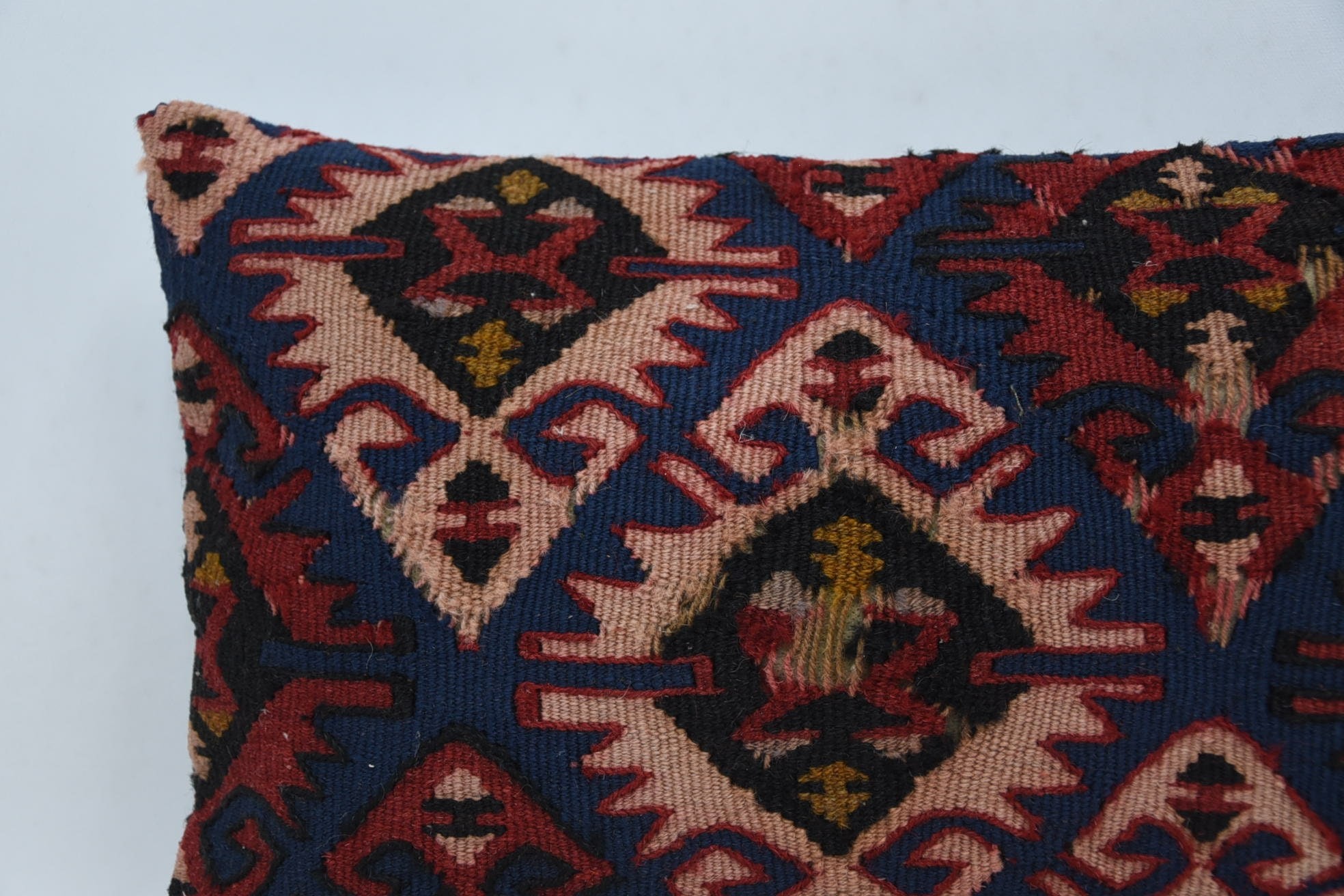 Evcil Hayvan Minder Kılıfı, 12"x20" Mavi Minder Kılıfı, Ev Dekor Yastık, Boho Yastık Sham Kılıfı, Özelleştirilmiş Yastık Kılıfı, Vintage Kilim Yastık