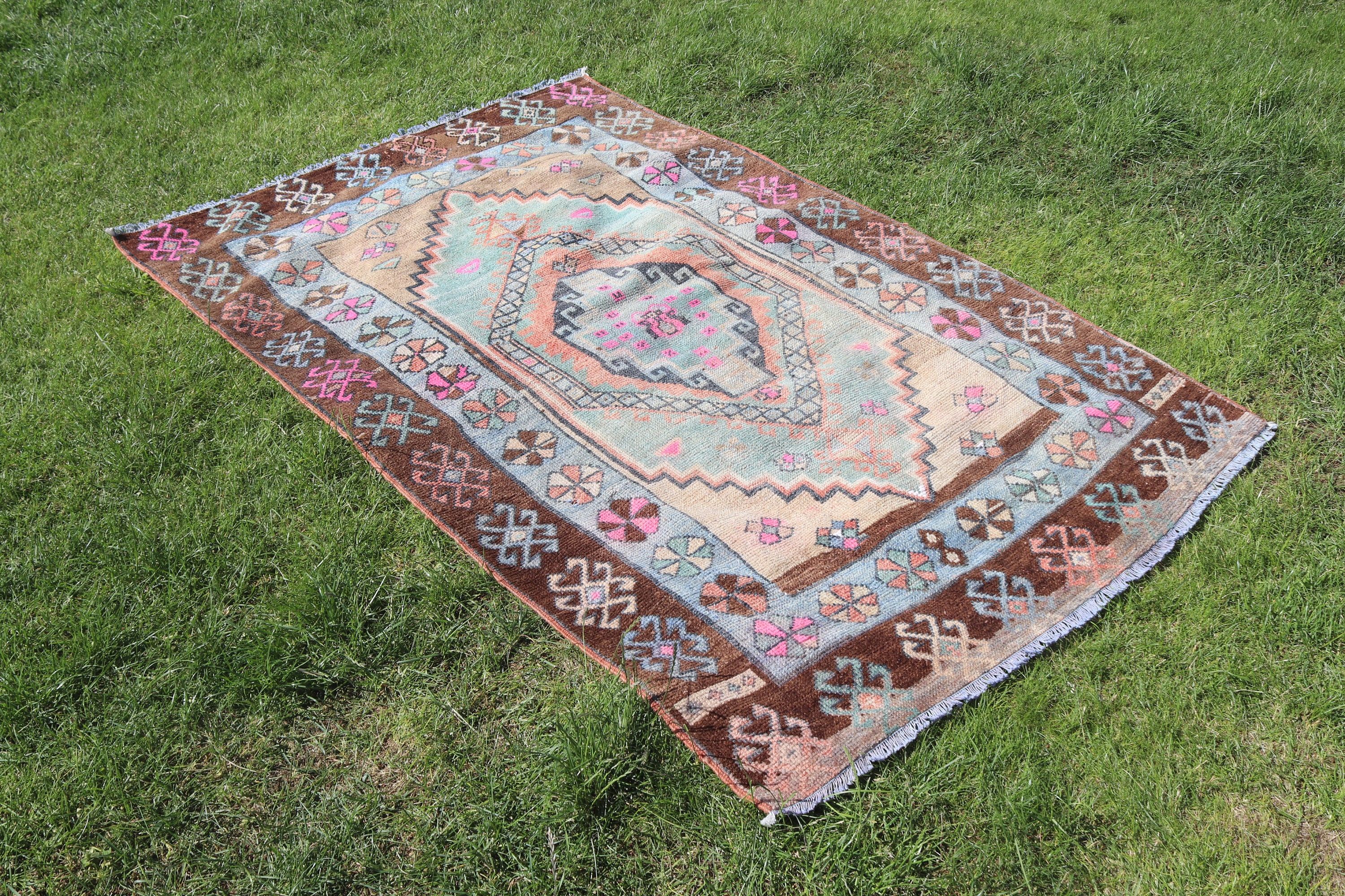 Lüks Halı, Türk Halıları, Kahverengi Fas Halısı, Boho Vurgulu Halılar, Vintage Vurgulu Halılar, 3,8x6,1 ft Aksanlı Halı, Modern Halı, Vintage Halılar