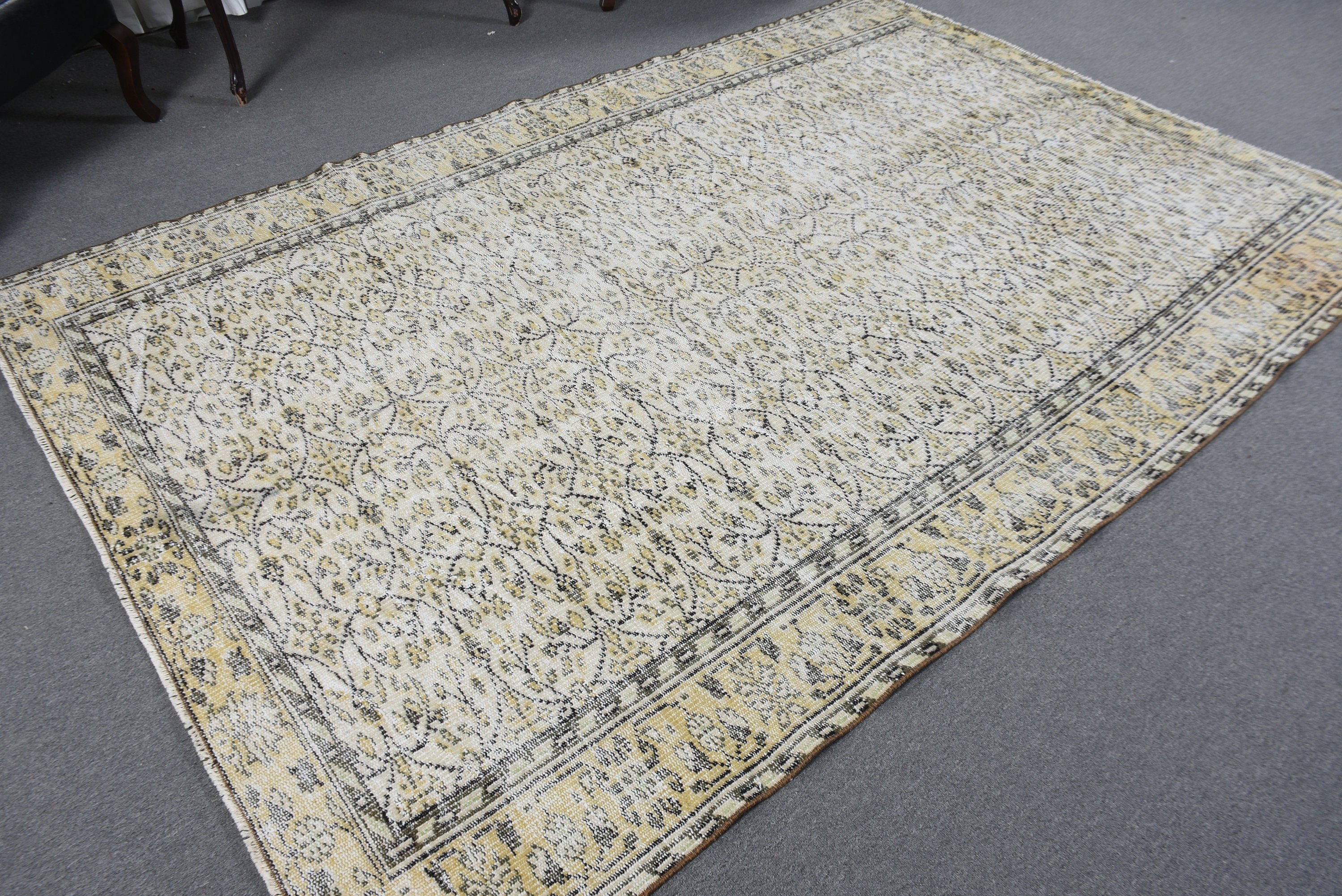 Beyaz Lüks Halı, Türk Halıları, Yatak Odası Halısı, 5.7x8.7 ft Büyük Halı, Oushak Halısı, Büyük Oushak Halıları, Vintage Halı, Yemek Odası Halıları