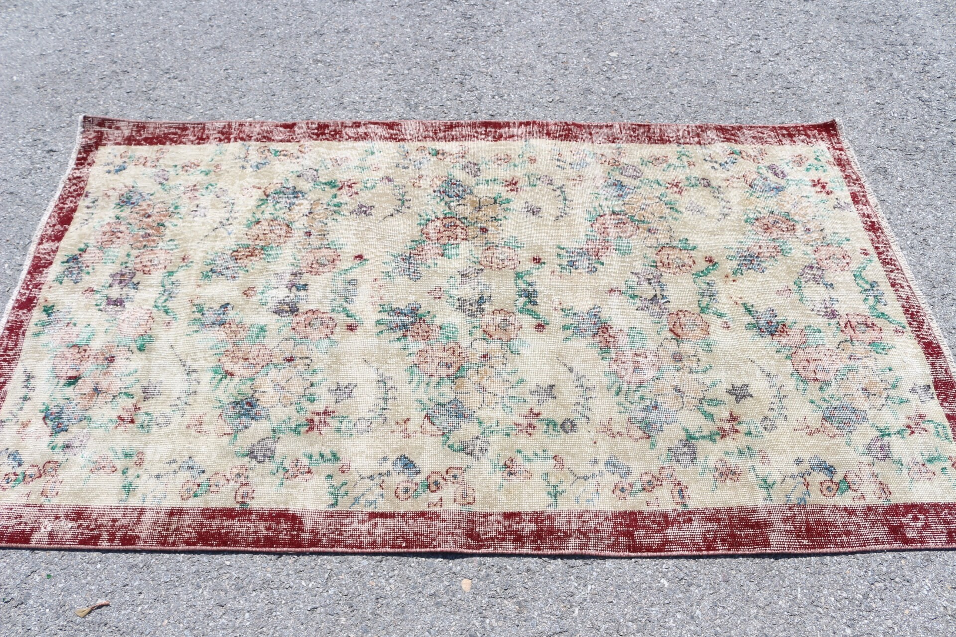 Natural Rug, Indoor Rug, Bedroom Rugs, Turkish Rug, Red Bedroom Rug, Vintage Rug, 3.7x6.6 ft Area Rug, Antique Rug, Rugs for Nursery