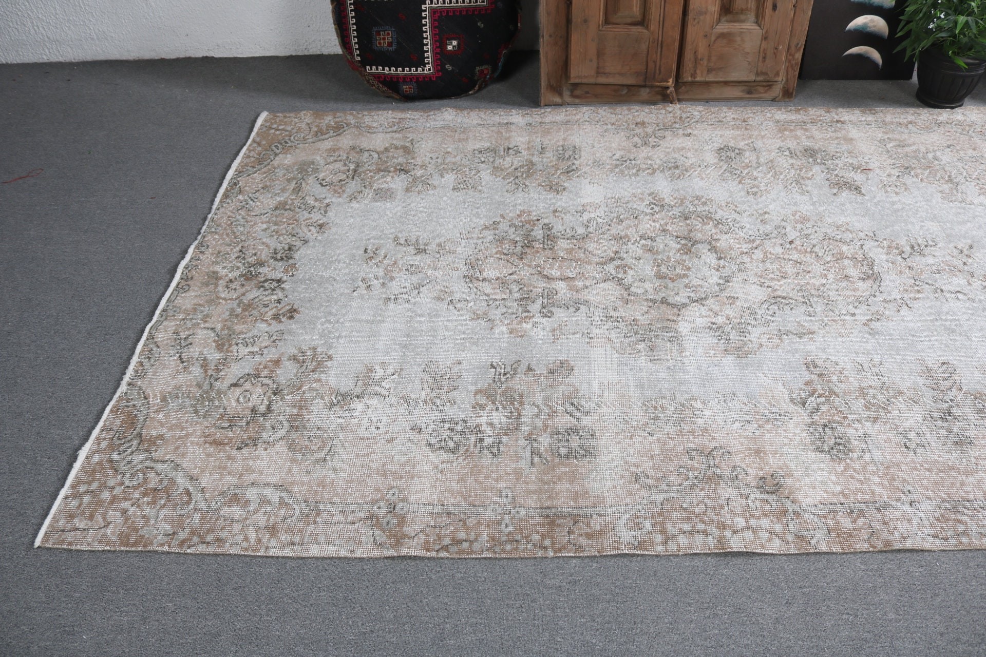 Oturma Odası Halıları, Lüks Halı, Türk Halısı, Boho Halısı, Vintage Halı, Yatak Odası Halısı, Gri Antika Halılar, 5.6x8.7 ft Büyük Halılar, Yemek Odası Halısı