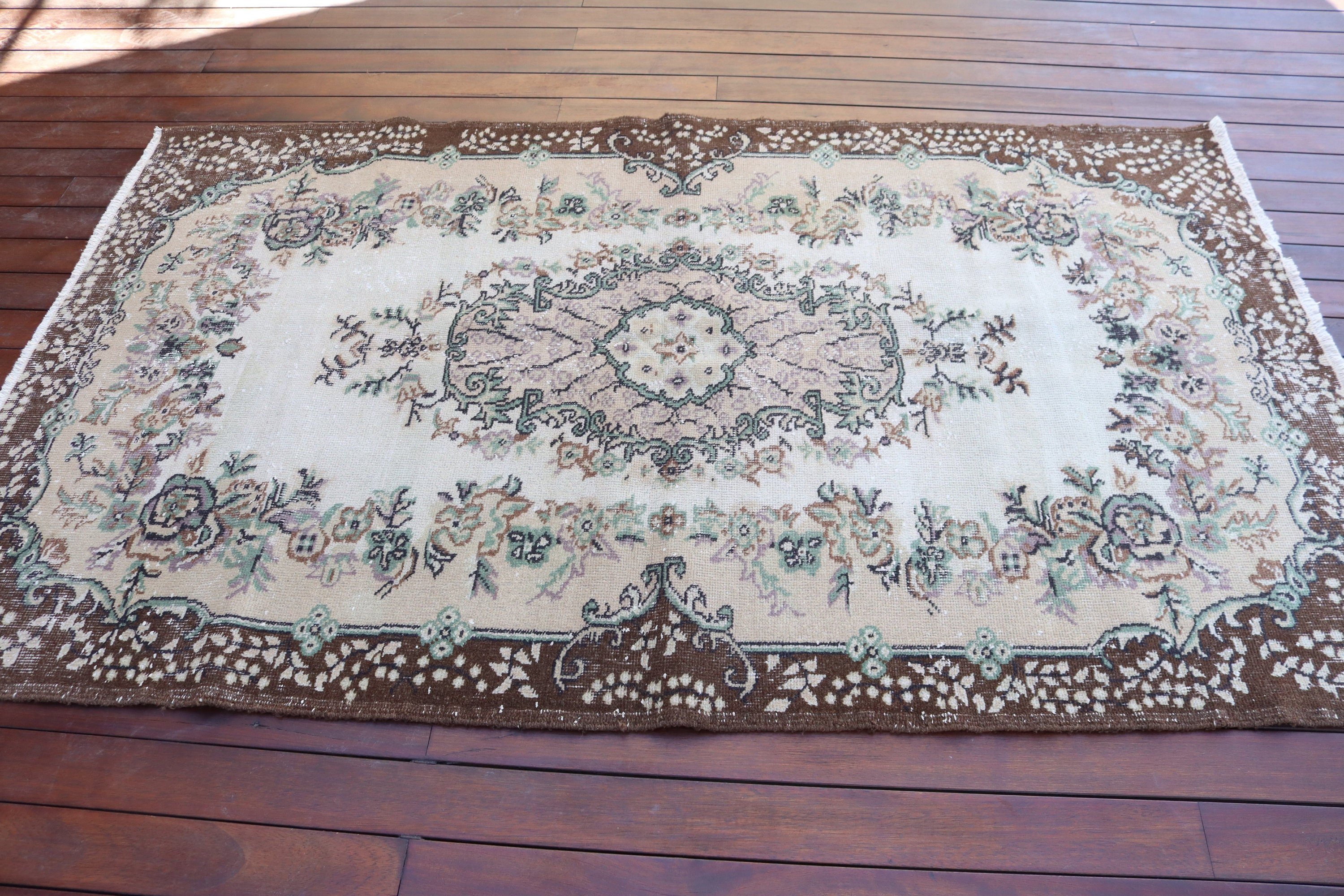 Bej Havalı Halılar, 4,1x6,9 ft Alan Halıları, Boho Alan Halısı, Vintage Halılar, Açıklama Halısı, Çocuk Halısı, Türk Halısı, El Dokuma Halılar, Sanatsal Halı