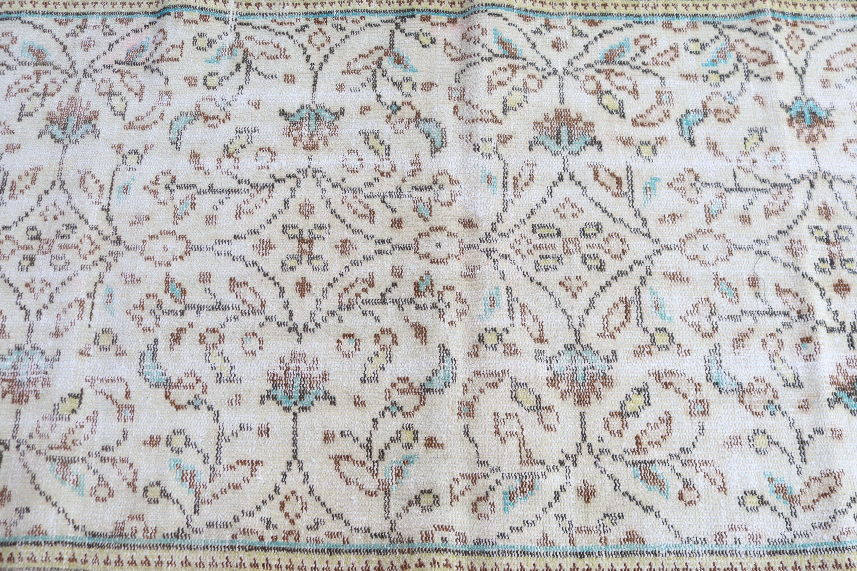 Türk Halıları, Anadolu Halısı, 2,9x6,2 ft Aksan Halıları, Vintage Halı, El Dokuma Halıları, Yatak Odası Halısı, Çocuk Odası Halıları, Bej Ev Dekorasyonu Halıları