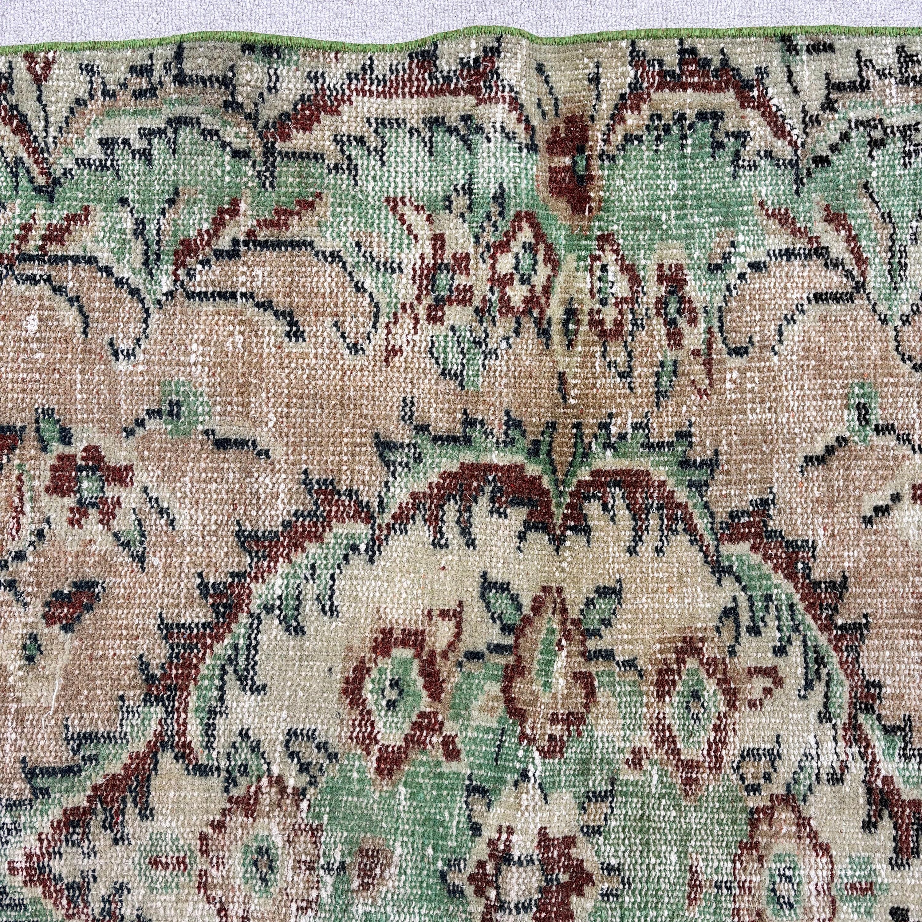 Yer Halısı, Vintage Alan Halısı, Yatak Odası Halıları, Boho Halısı, 4.1x7.8 ft Alan Halısı, Yeşil El Dokuma Halısı, Türk Halısı, Aztek Halıları, Vintage Halı