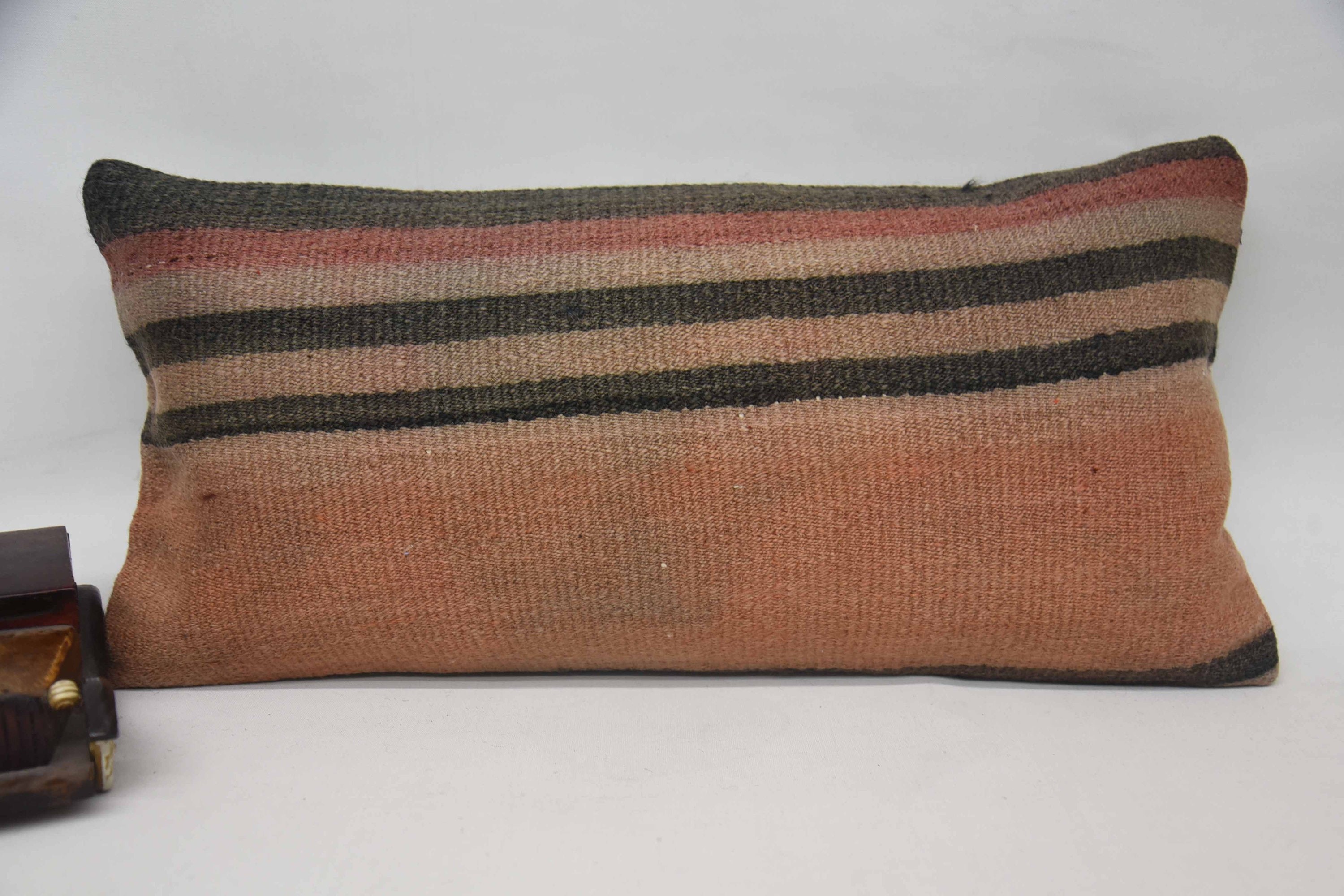 Kilim Cushion Sham, Pillow for Sofa, Gift Pillow, Decorative Throw Pillow Case, Turkish Bench Pillow, 12"x24" Orange Cushion Case