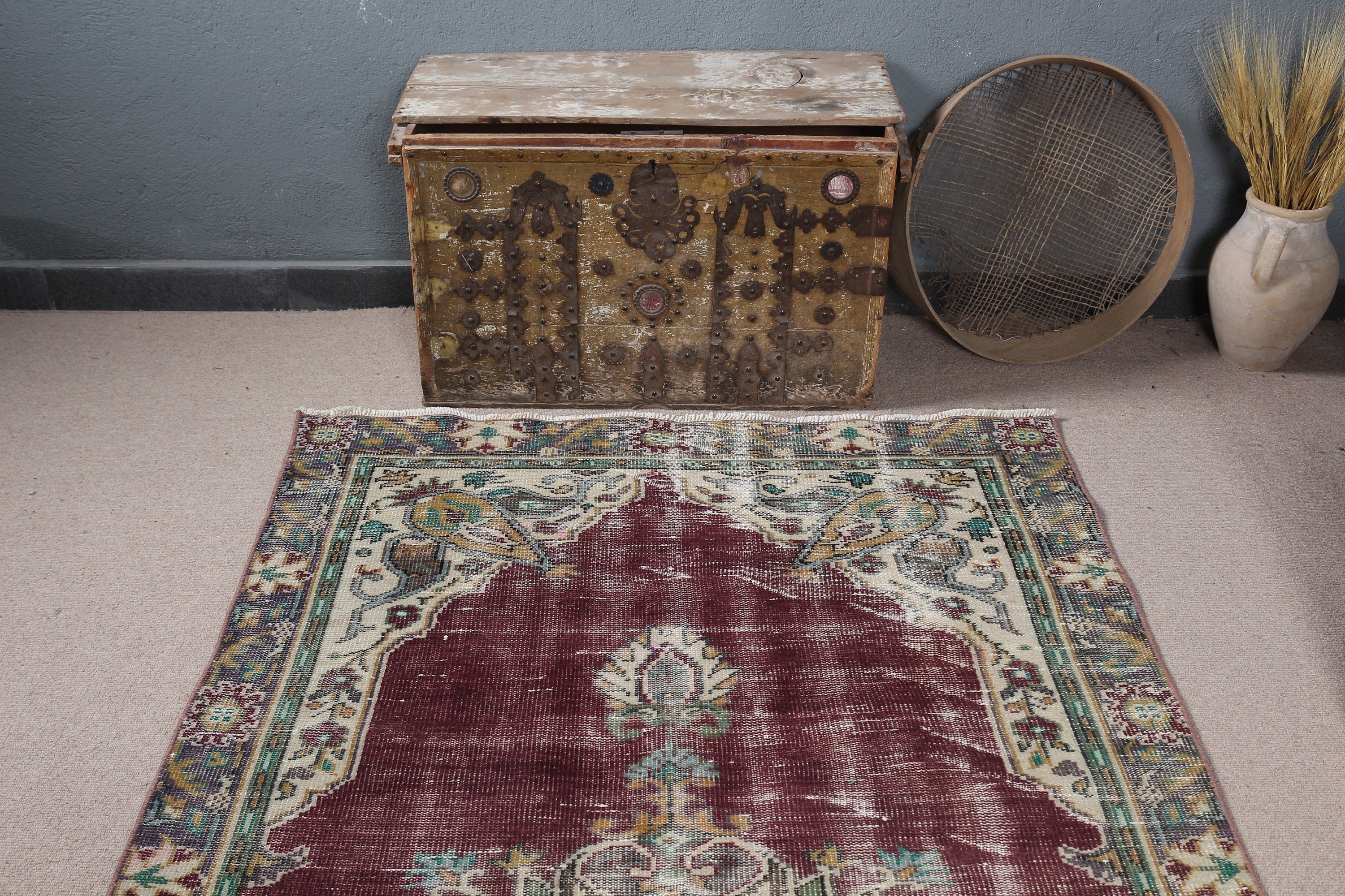 Mor Yatak Odası Halısı, Özel Halı, Fas Halısı, Türk Halıları, Ev Dekorasyonu Halısı, Yer Halısı, Vintage Halı, Oturma Odası Halıları, 4.4x7.9 ft Alan Halısı