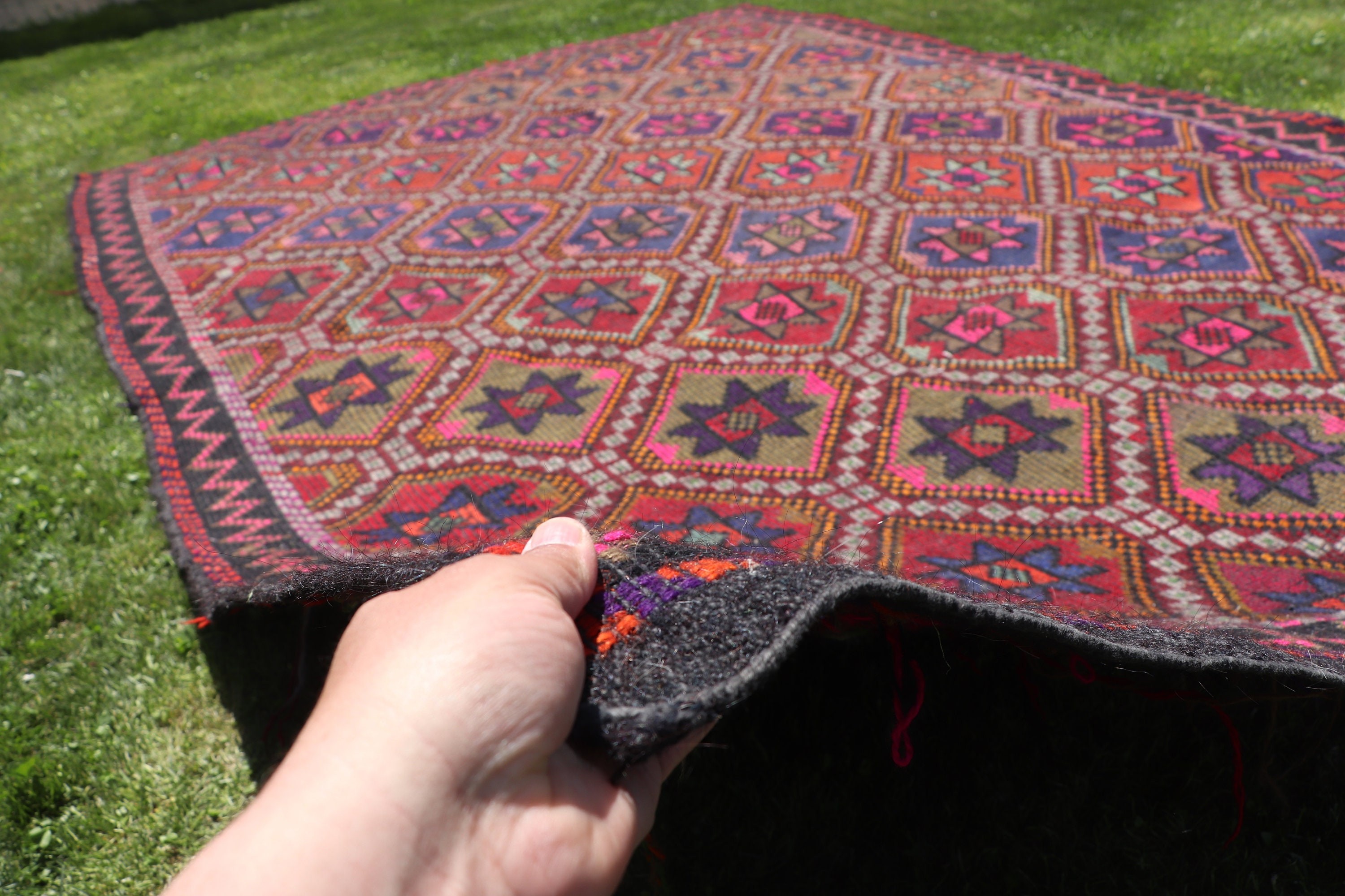 Büyük Vintage Halılar, Antika Halı, Yün Halılar, 6.6x9.6 ft Büyük Halı, Büyük Oushak Halıları, Türk Halıları, Siyah Açıklama Halısı, Vintage Halı, Kilim