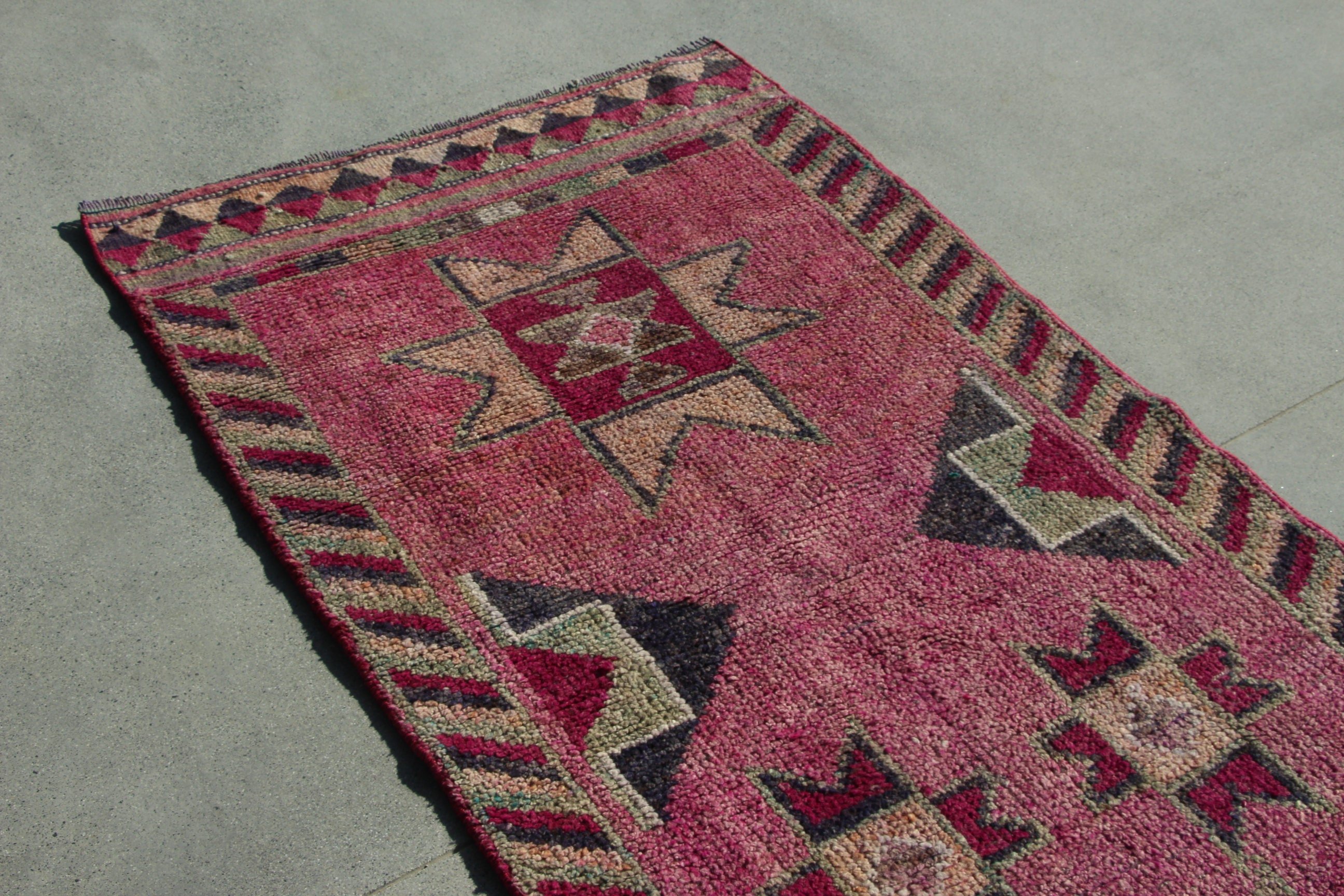 Turkish Rugs, Corridor Rugs, Vintage Rug, Boho Rug, Aztec Rug, Pink Luxury Rugs, Rugs for Corridor, 3x11.9 ft Runner Rugs