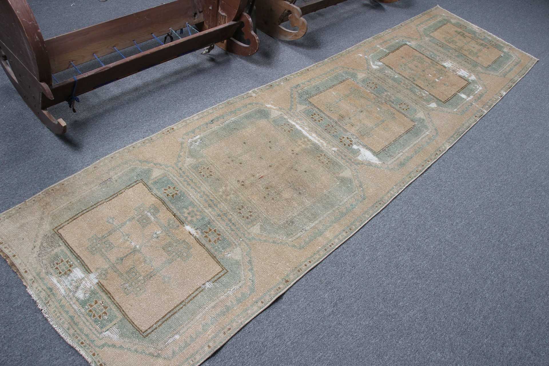 Vintage Halı, Türk Halıları, Merdiven Halısı, 2.7x9.7 ft Runner Halısı, Ev Dekorasyonu Halıları, Aztek Halısı, Koridor Halıları, Yatak Odası Halısı, Kahverengi Yatak Odası Halısı