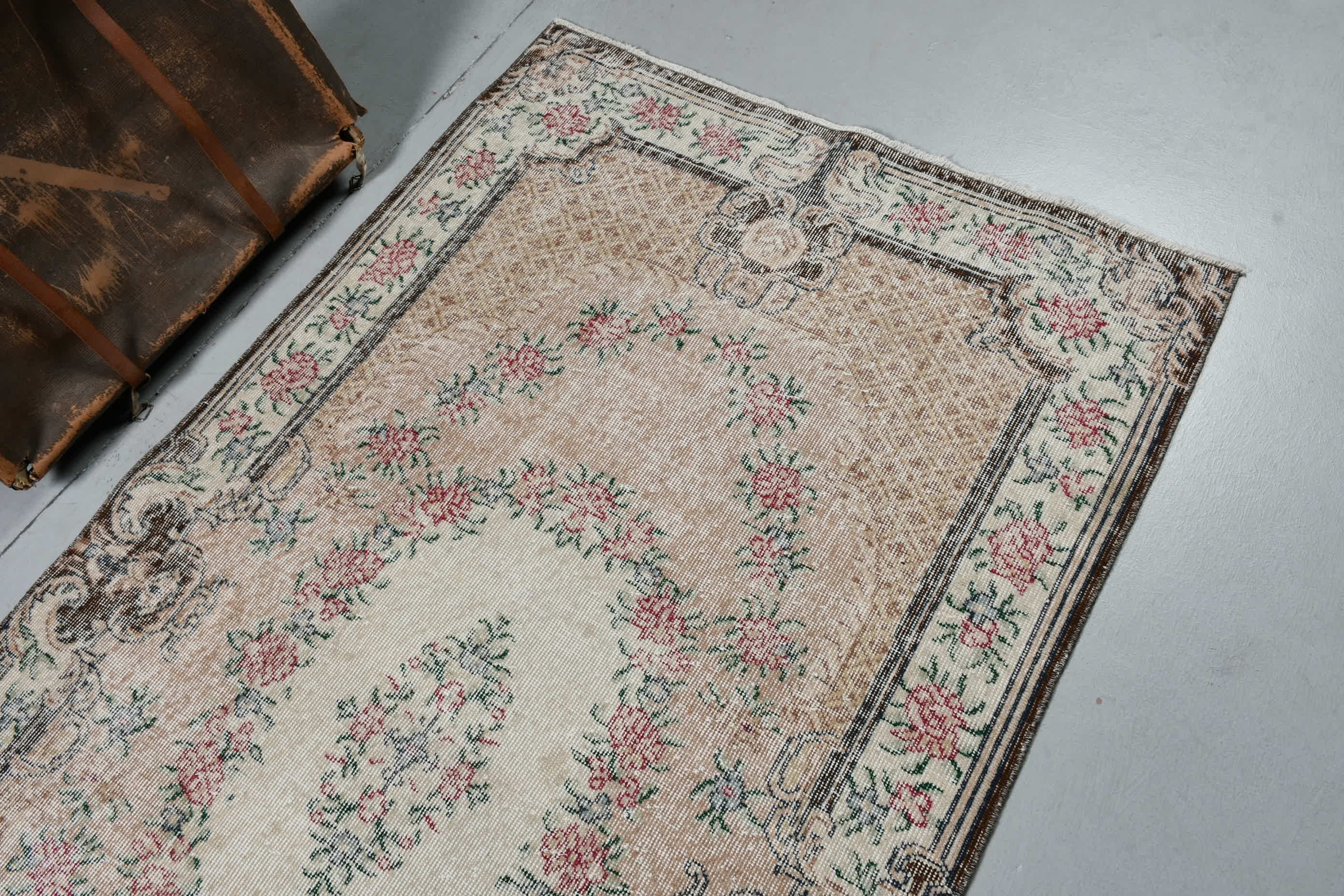 Bedroom Rugs, Antique Rug, Vintage Rugs, Dining Room Rug, 3.8x6.9 ft Area Rugs, Beige Kitchen Rug, Floor Rug, Bright Rug, Turkish Rug