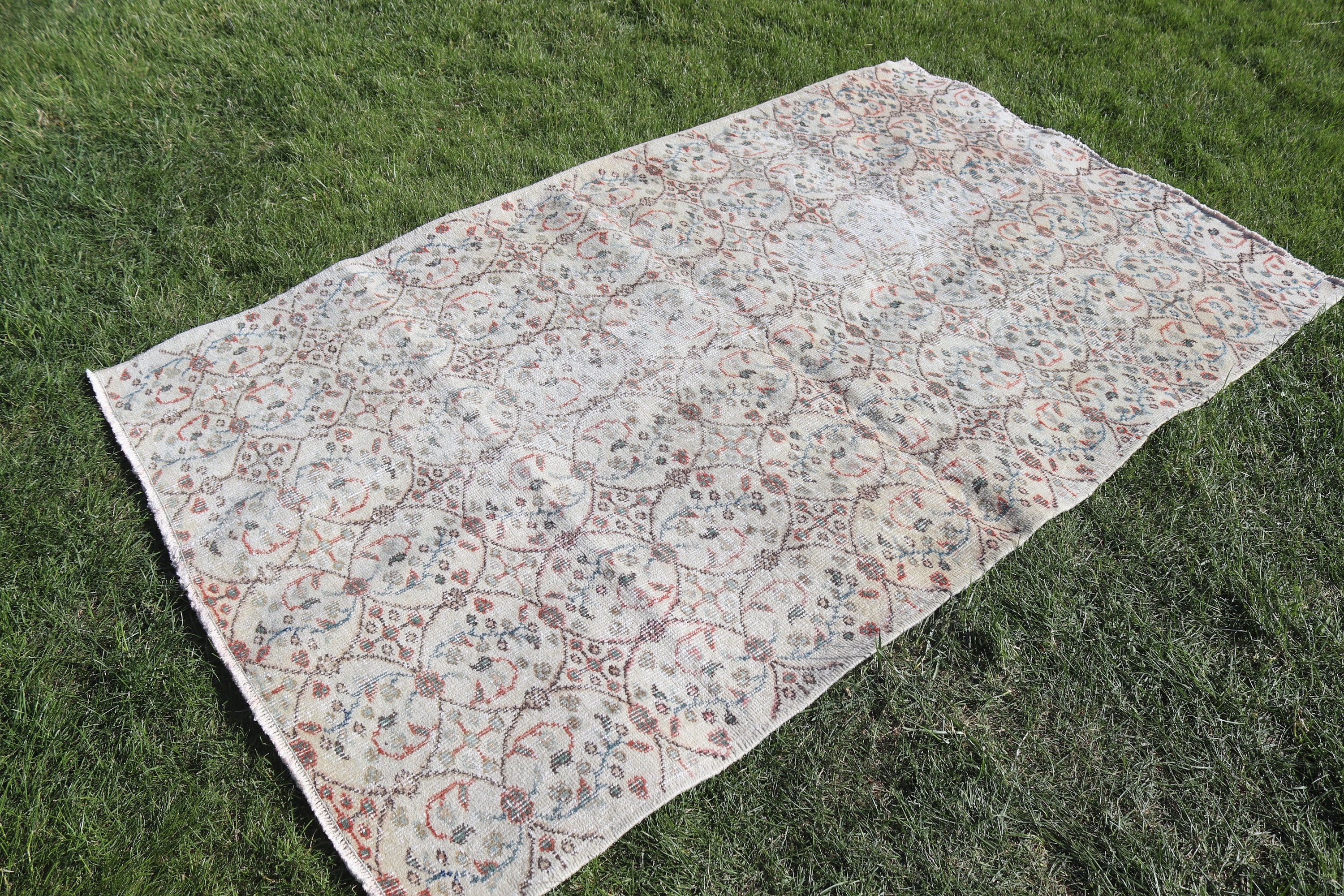 Nursery Rug, Vintage Area Rug, Moroccan Rugs, Turkish Rugs, Beige Bedroom Rugs, Oriental Rug, 3.9x6.5 ft Area Rug, Vintage Rugs, Floor Rugs