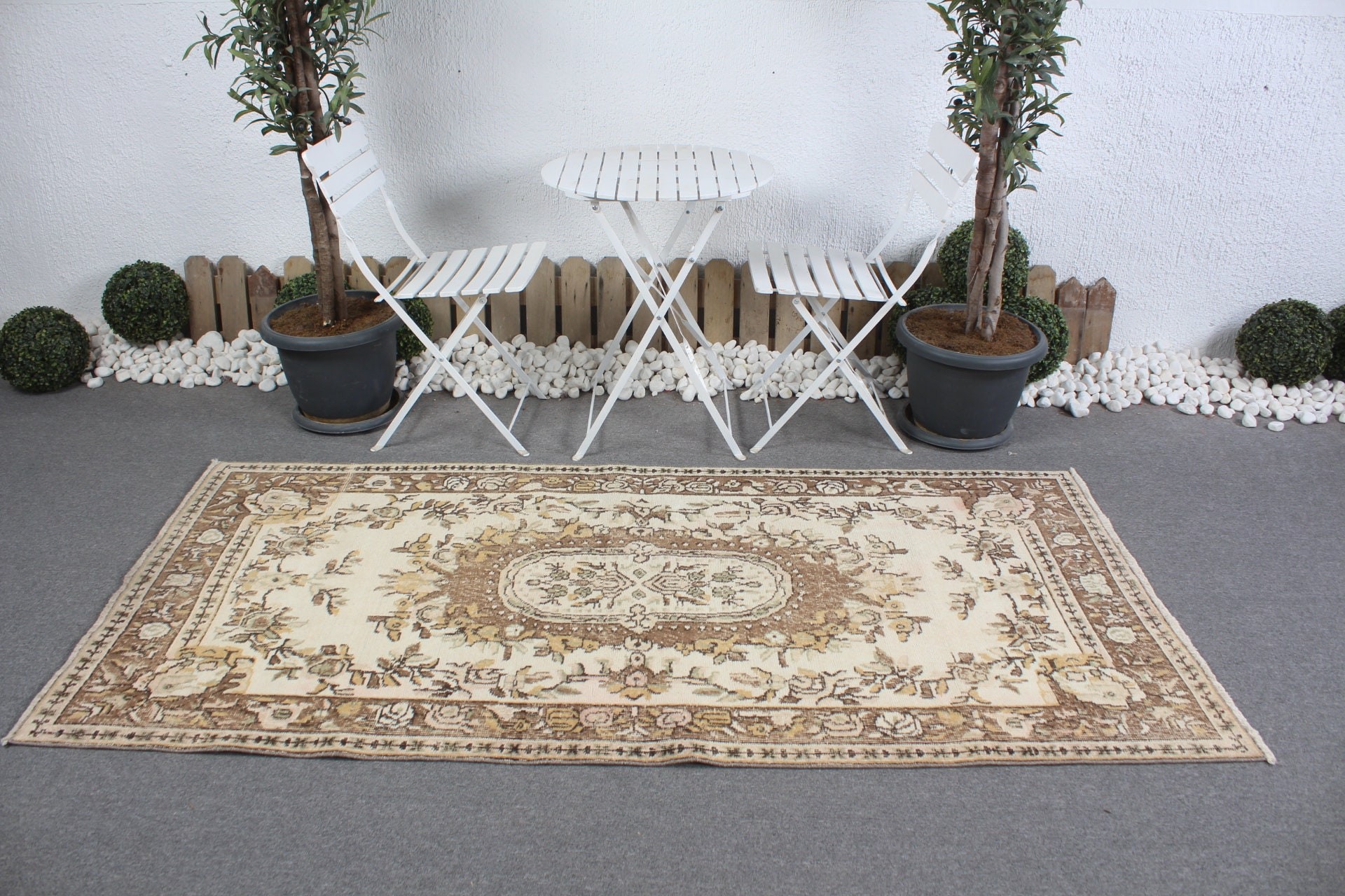 3.7x7.4 ft Area Rug, Nursery Rug, Bedroom Rug, Brown Antique Rugs, Indoor Rug, Turkish Rugs, Vintage Rug, Rugs for Floor