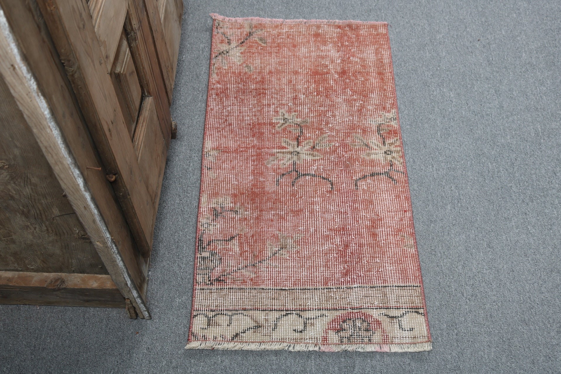 1.5x2.9 ft Small Rug, Luxury Rug, Small Area Rugs, Turkish Rug, Bedroom Rug, Floor Rug, Rugs for Door Mat, Red Wool Rugs, Vintage Rugs