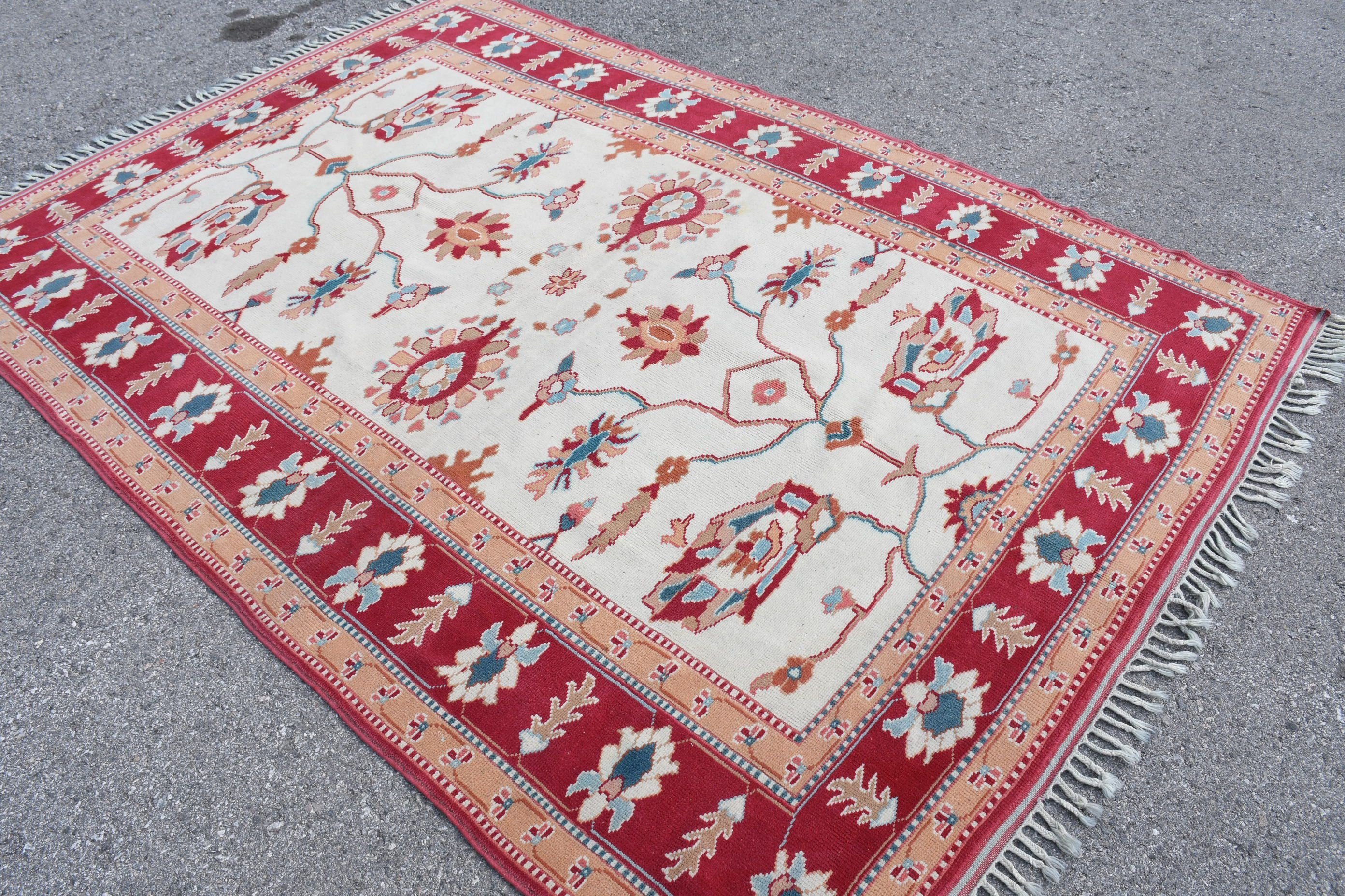 Yatak Odası Halıları, Yatak Odası Halısı, Vintage Halı, Oturma Odası Halıları, Türk Halısı, Beyaz 5.7x8.1 ft Büyük Halılar