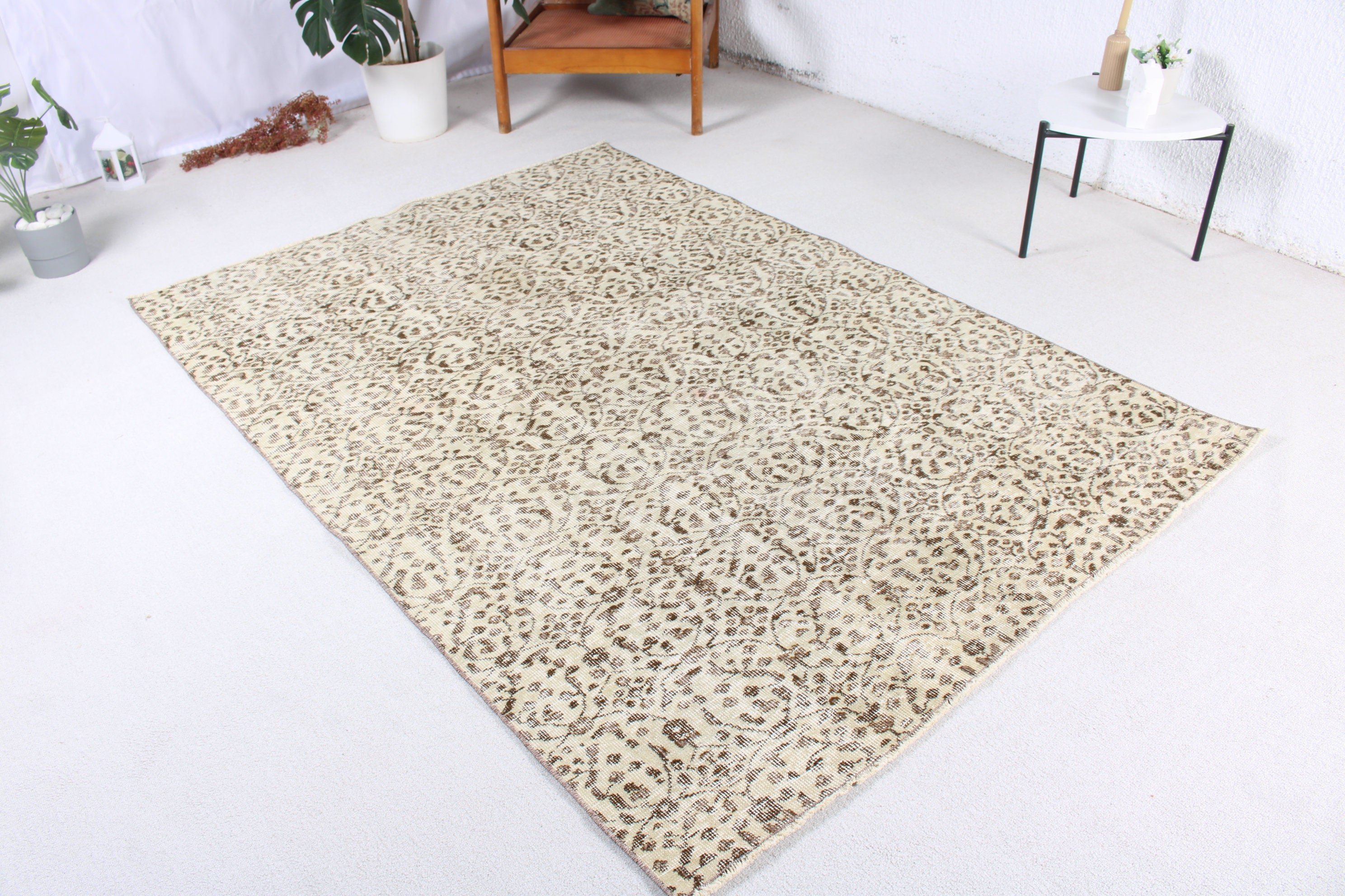 Vintage Rugs, Boho Rug, Brown Moroccan Rug, Vintage Area Rug, 5x7.1 ft Area Rugs, Turkish Rug, Floor Rugs, Neutral Rugs, Rugs for Floor