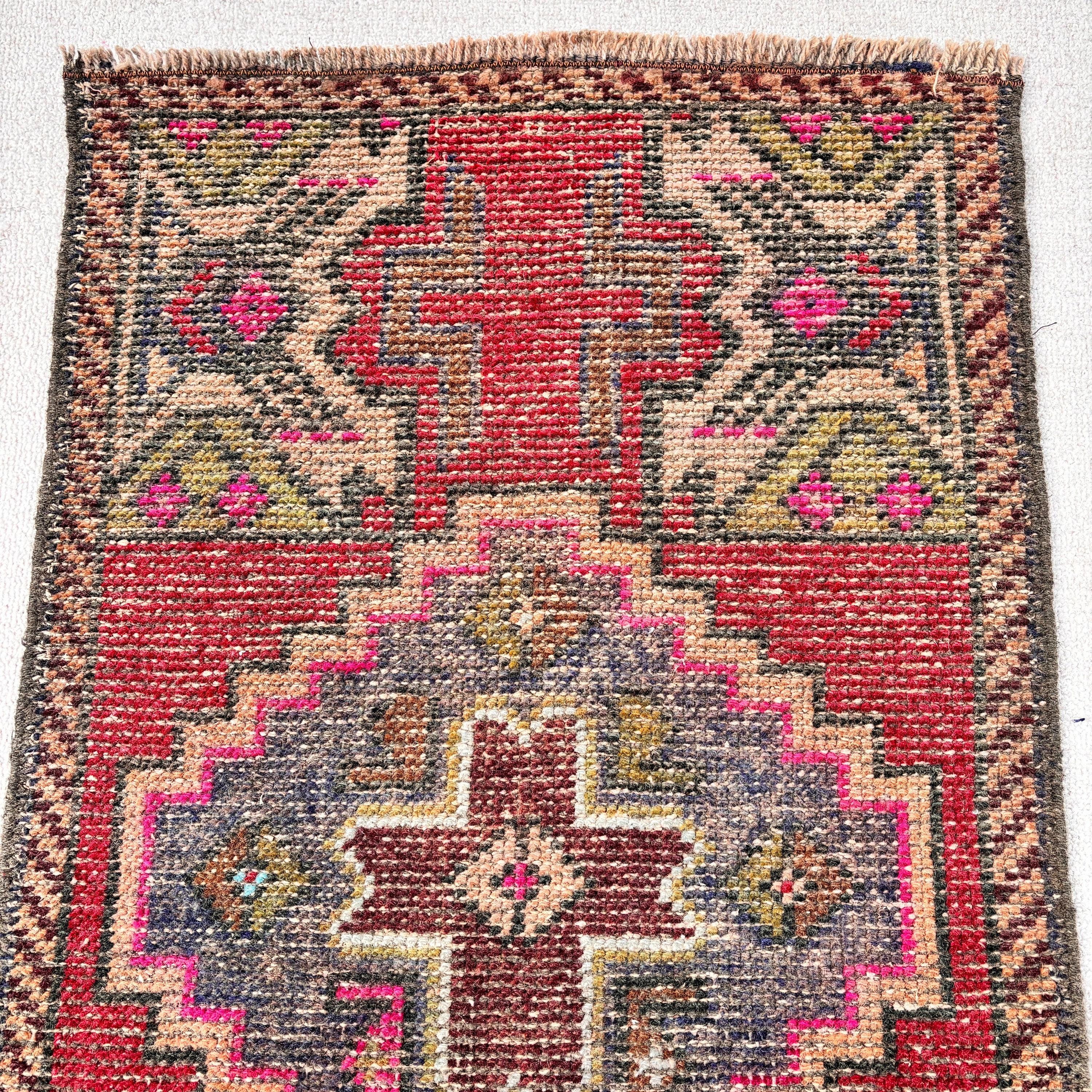 Türk Halısı, Geometrik Halı, 1.8x3.1 ft Küçük Halı, Etnik Halı, Küçük Vintage Halılar, Kırmızı Lüks Halı, Vintage Halı, El Dokuma Halılar, Çocuk Halısı