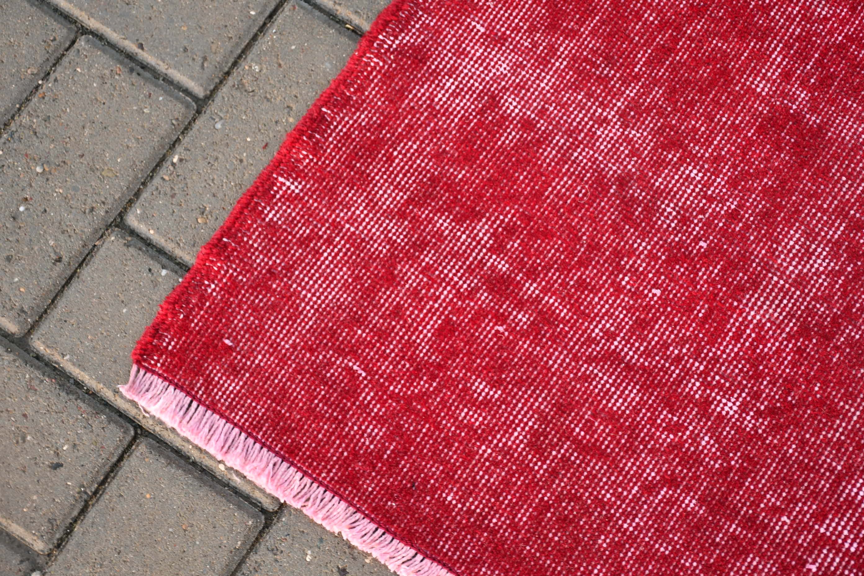 Red Bedroom Rugs, Wool Rug, Turkish Rug, Rugs for Nursery, 3.7x6.7 ft Area Rugs, Vintage Rug, Dorm Rug, Bedroom Rug, Dining Room Rug