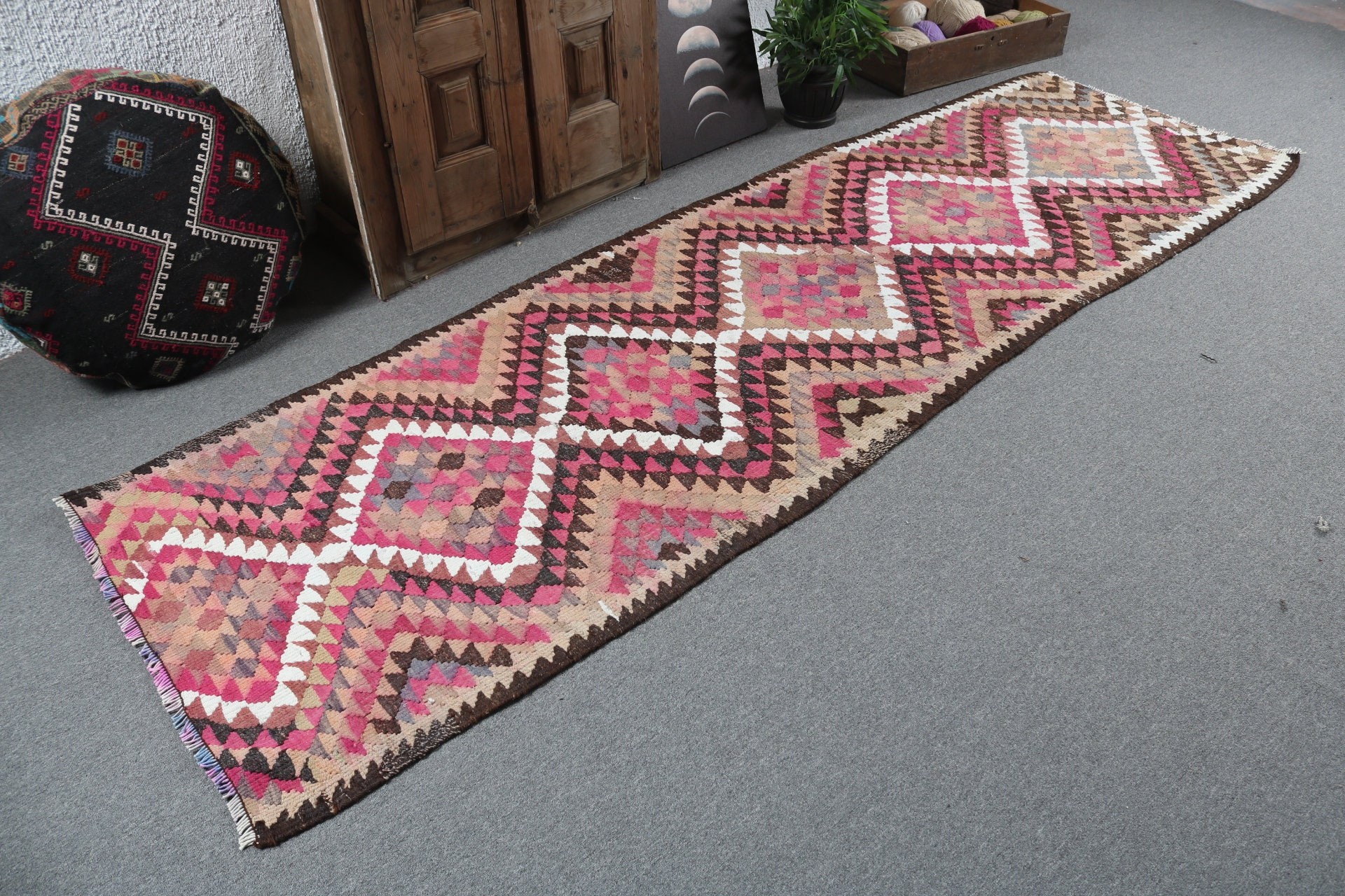 Pembe Nötr Halılar, Mutfak Halıları, Türk Halıları, 3,1x10,1 ft Runner Halıları, Vintage Halılar, Yer Halıları, Vintage Runner Halıları, Modern Halı