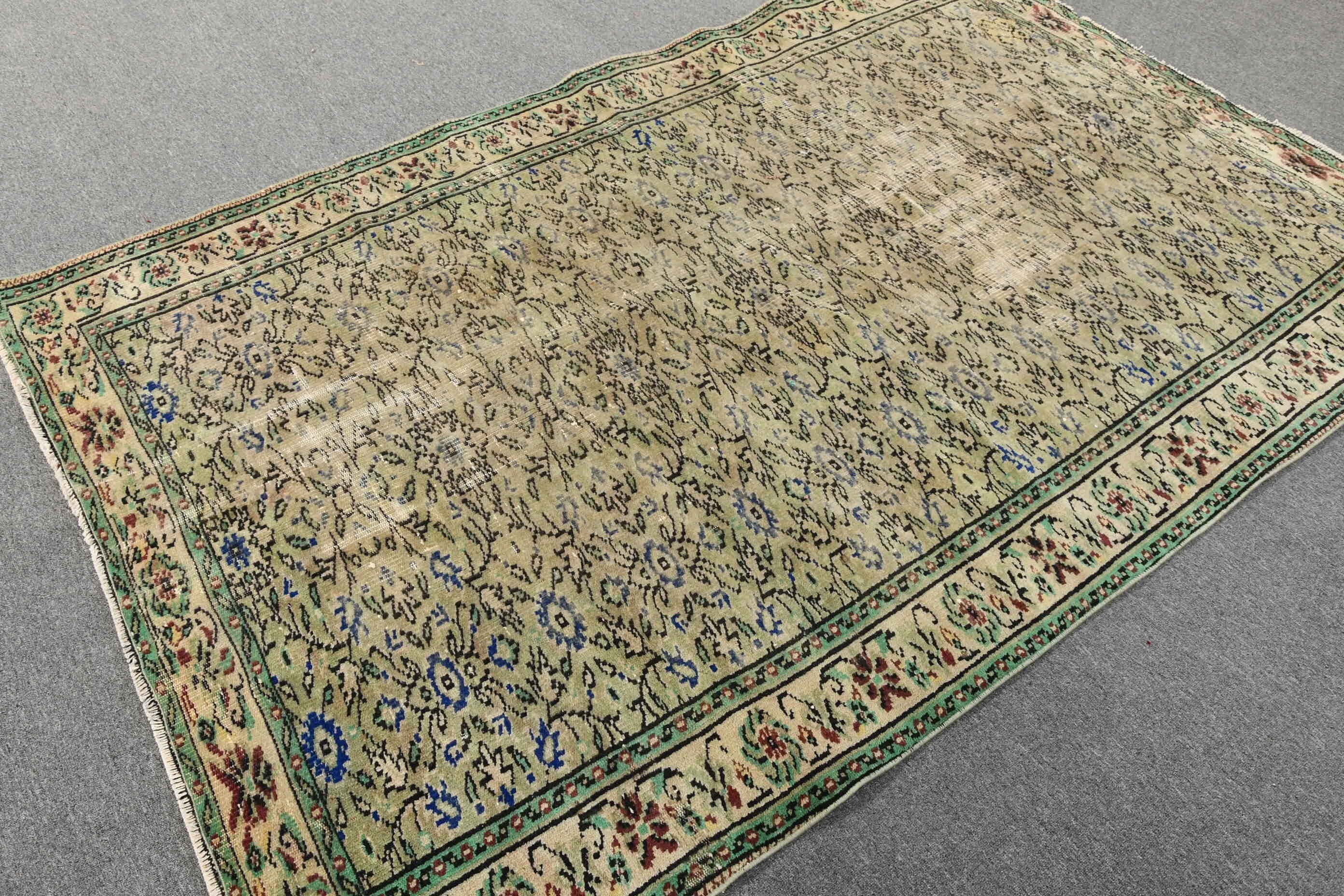 Bohemian Rug, Floor Rugs, Dining Room Rugs, Green Moroccan Rugs, Bedroom Rugs, 5.1x8 ft Large Rug, Vintage Rugs, Turkish Rug, Cool Rug