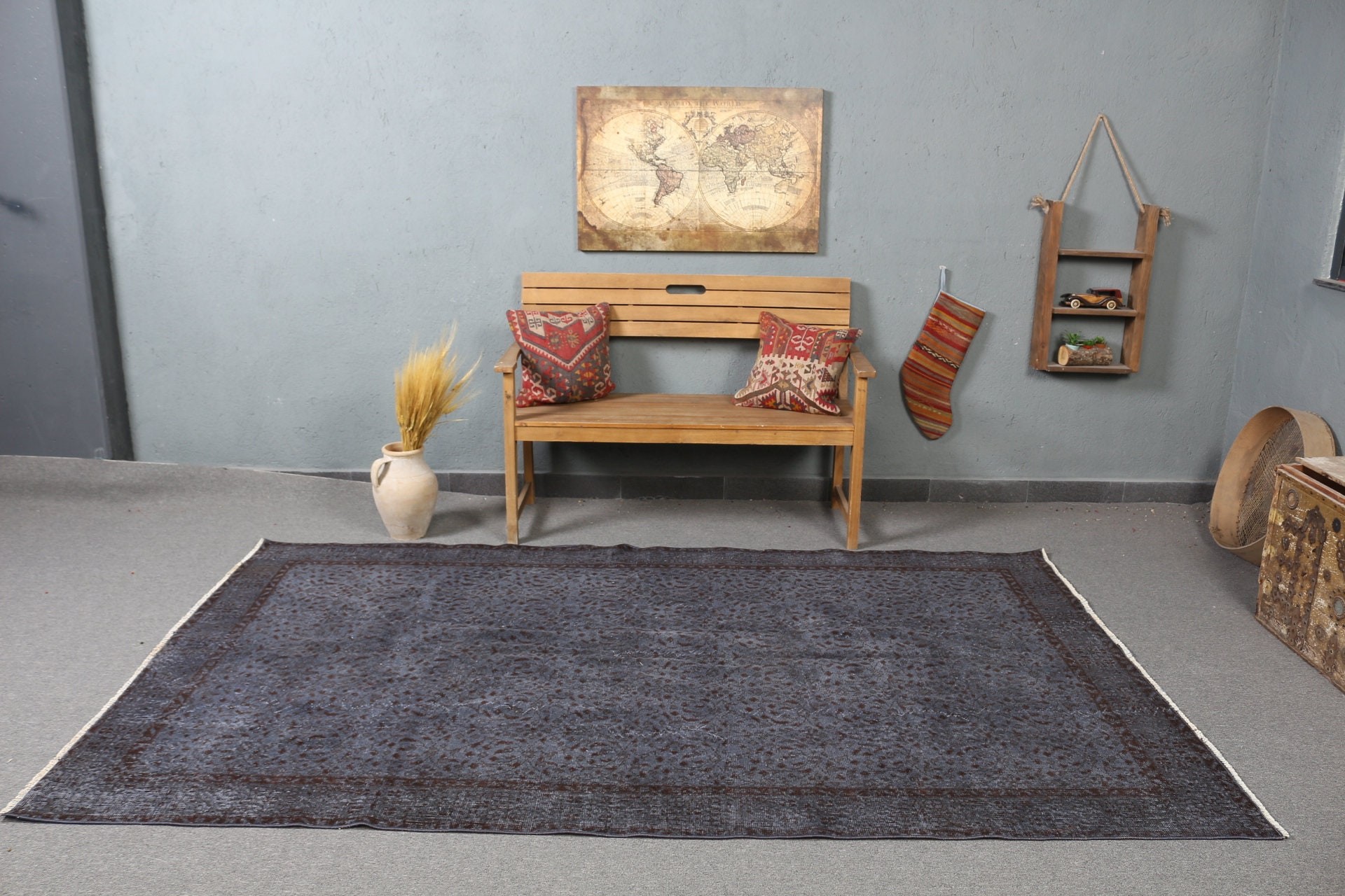 Vintage Rug, Home Decor Rug, Bedroom Rugs, Living Room Rugs, Anatolian Rug, Gray Cool Rug, Turkish Rugs, Handwoven Rug, 5.5x9 ft Large Rug