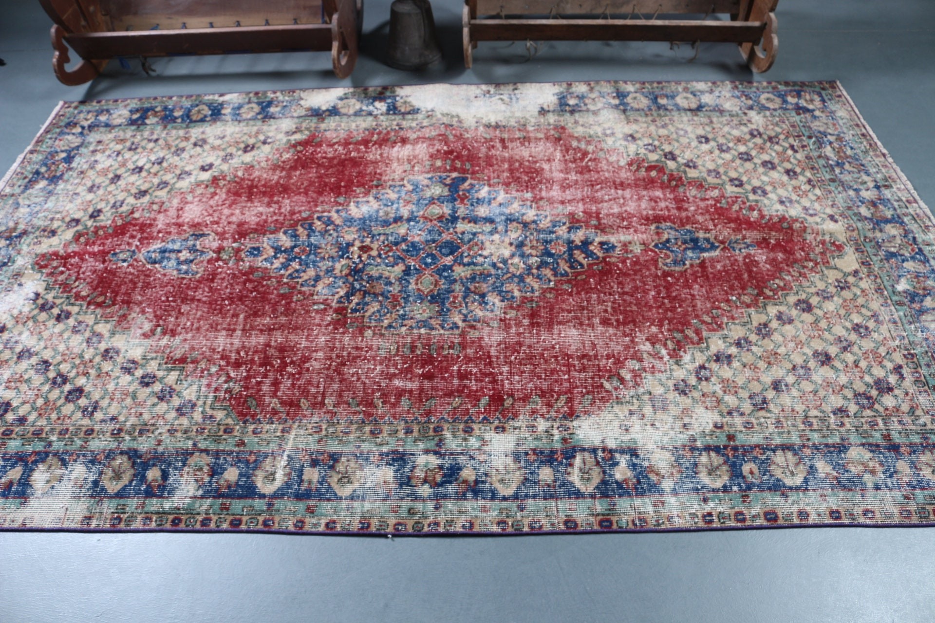 Vintage Rugs, Aztec Rugs, Home Decor Rug, Turkish Rug, Red Floor Rug, Dining Room Rug, Oriental Rugs, Salon Rug, 5.3x8.6 ft Large Rug