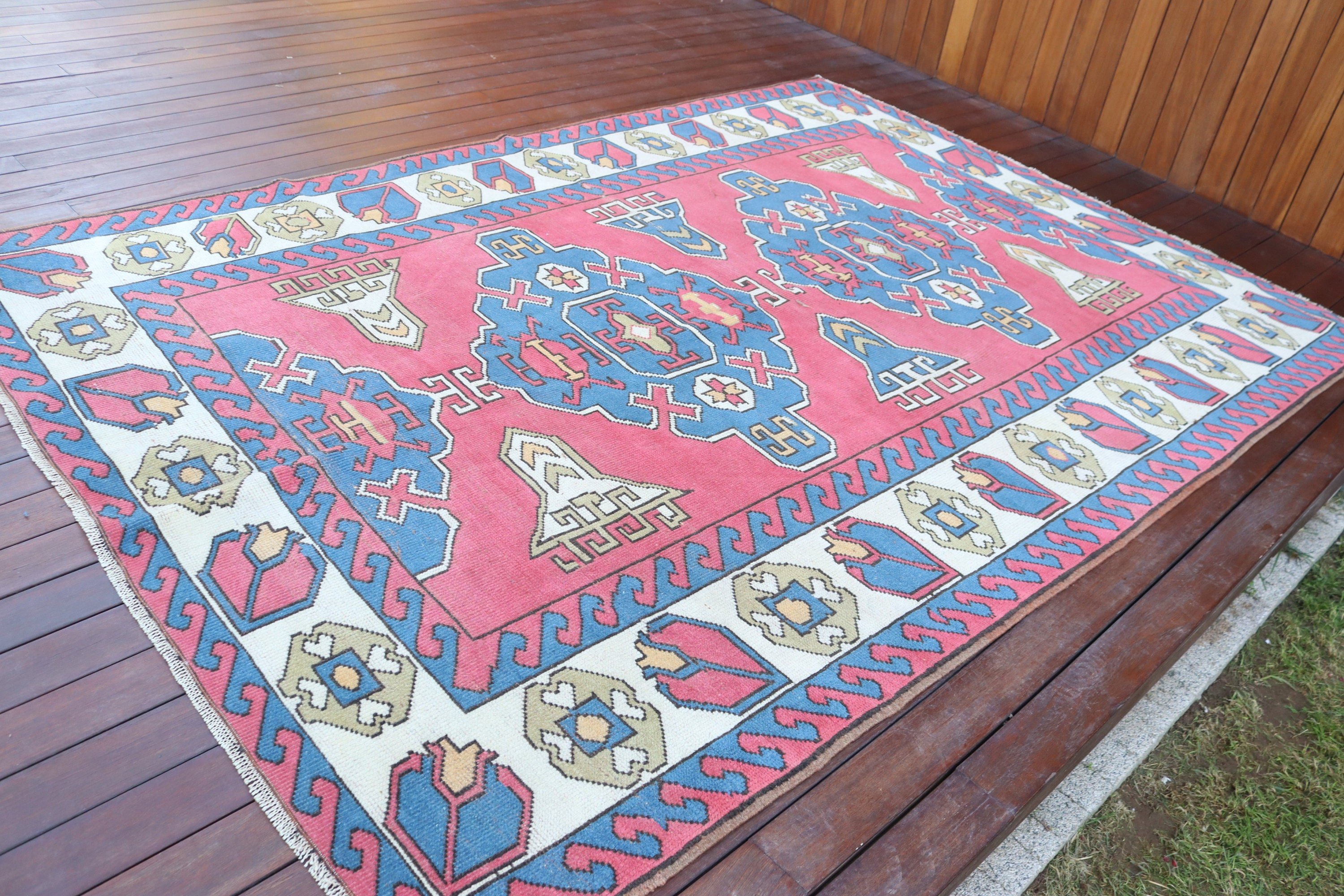 Büyük Oushak Halıları, Vintage Halı, Havalı Halılar, Ev Dekorasyonu Halısı, Pembe Havalı Halılar, Yatak Odası Halıları, 6.1x9.4 ft Büyük Halı, Modern Halılar, Türk Halısı