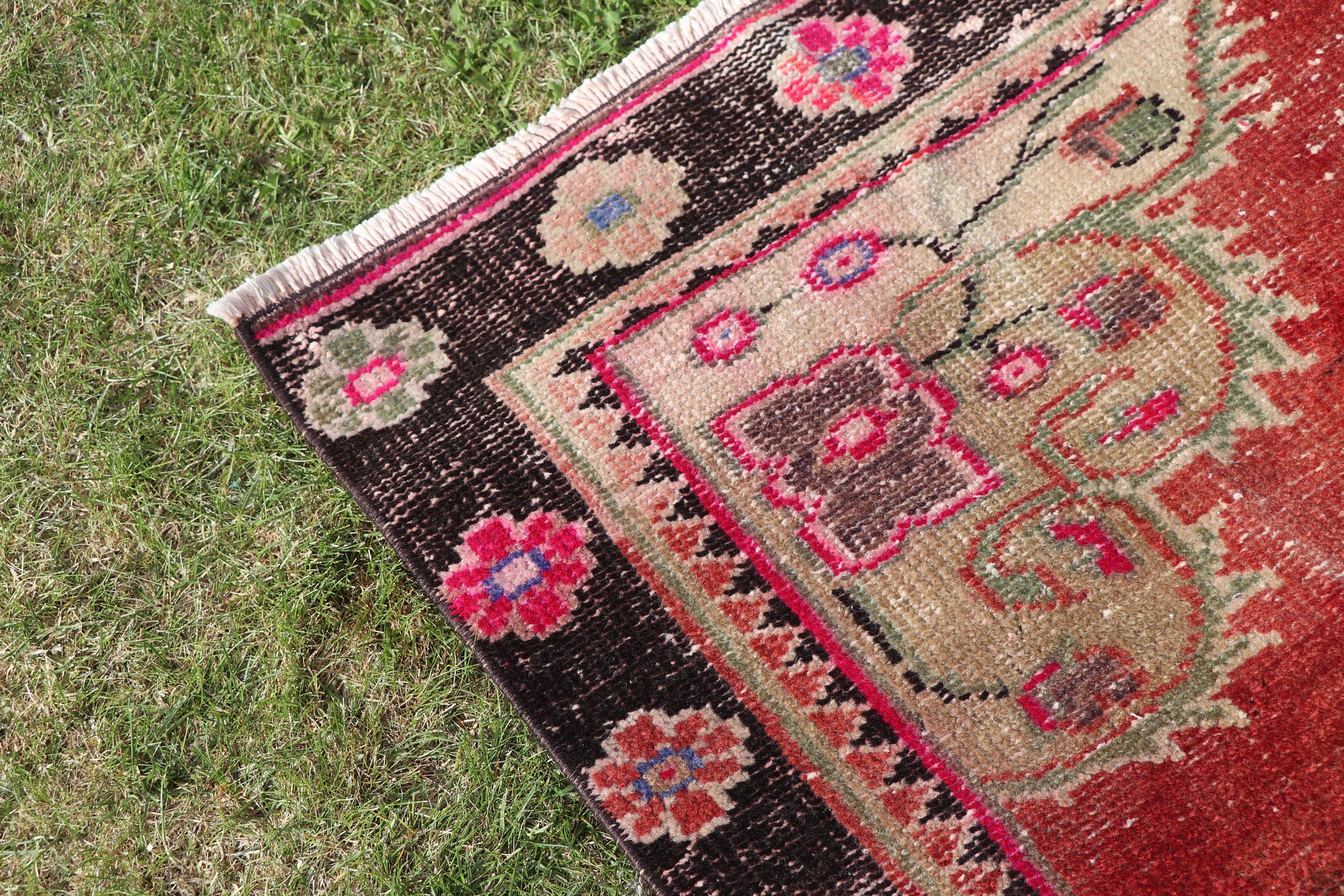 Kırmızı Oushak Halılar, Vintage Vurgulu Halılar, Oryantal Halı, Türk Halısı, Vintage Halı, 3,4x5,5 ft Aksanlı Halılar, Açıklama Halıları, Boho Vurgulu Halı