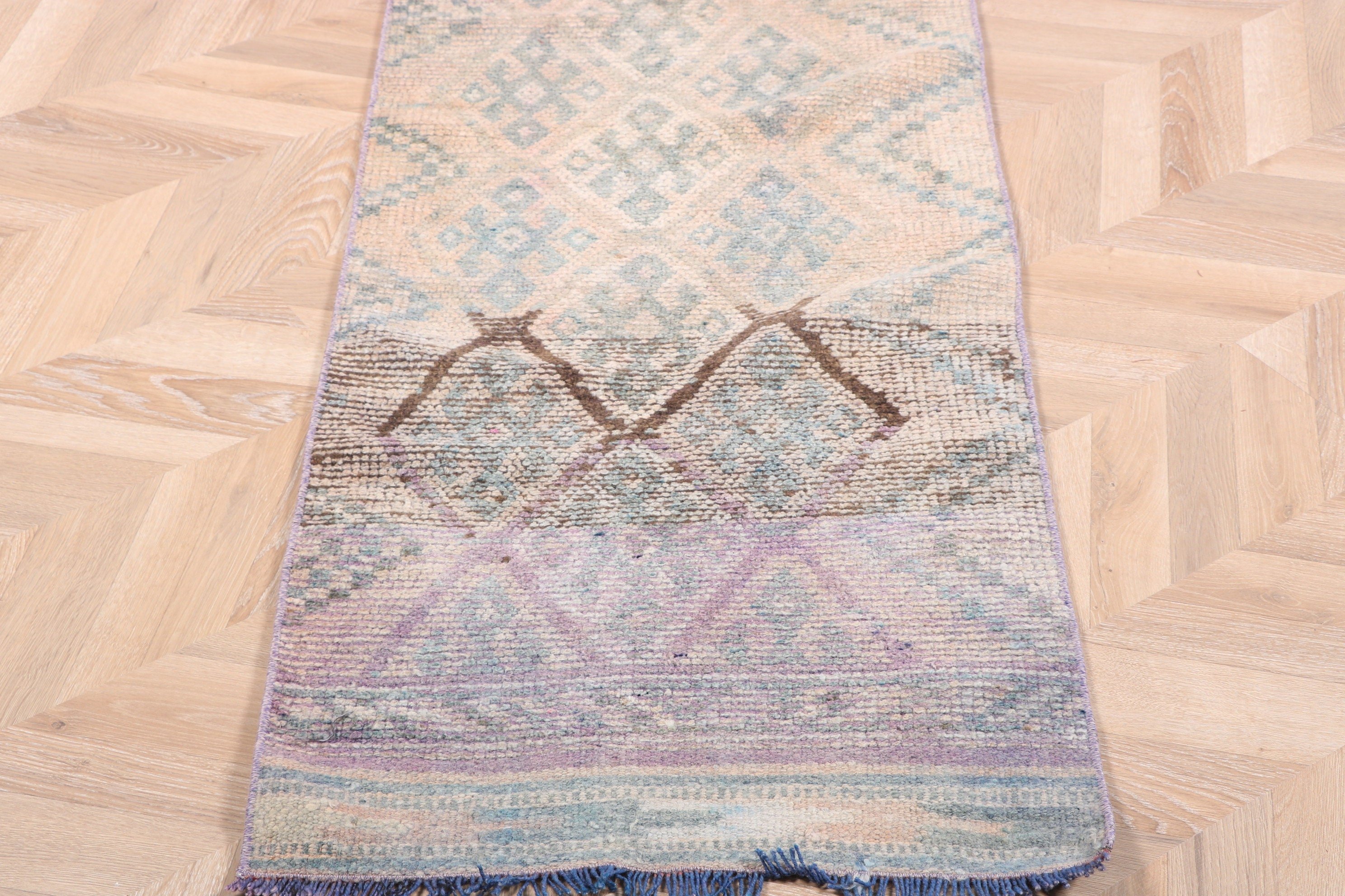 Türk Halıları, Vintage Yolluk Halıları, 2x11.7 ft Yolluk Halıları, Anadolu Halısı, Uzun Yolluk Halısı, Yatak Odası Halısı, Vintage Halılar, Mavi Nötr Halılar