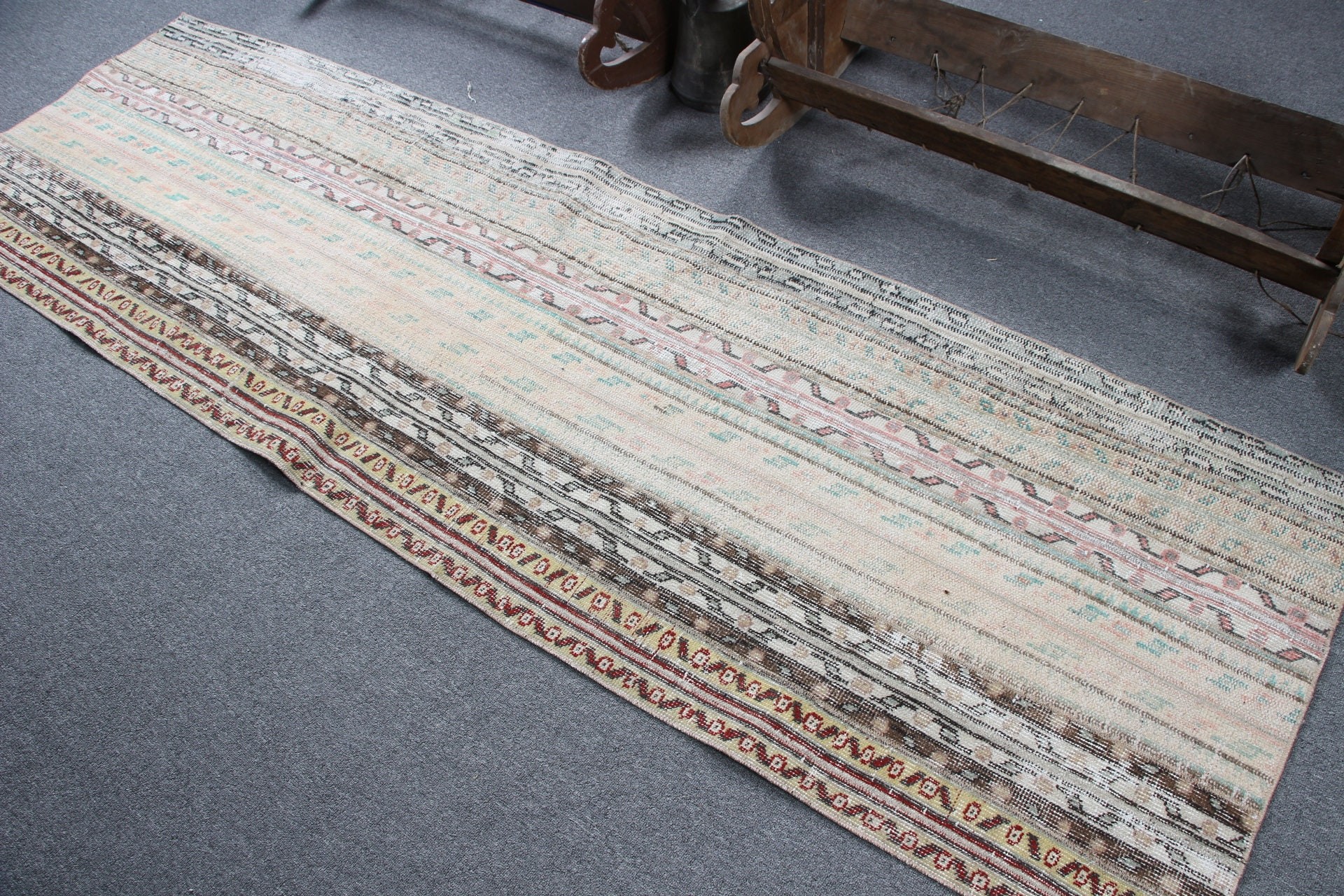 Beige Antique Rugs, Rugs for Runner, 2.7x8.5 ft Runner Rug, Floor Rugs, Stair Rug, Vintage Rug, Turkish Rugs, Pastel Rug