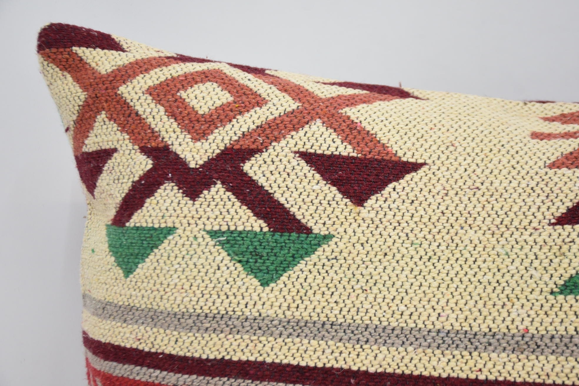 Vintage Pillow, 16"x24" Red Pillow Sham, Boho Throw Pillow Case, Retro Pillow Case, Pillow for Couch, Kilim Pillow Cover