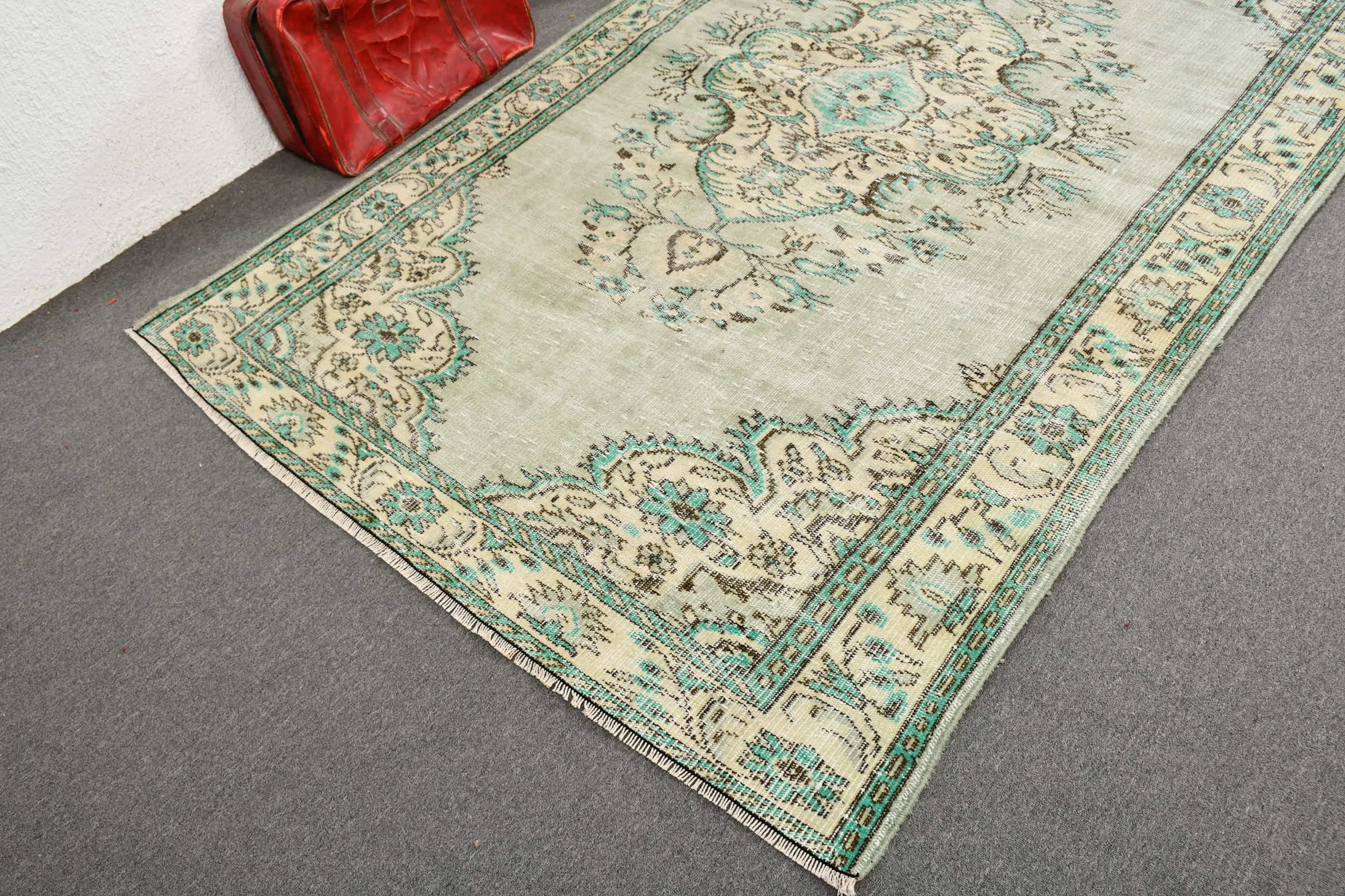 Kitchen Rug, Bedroom Rugs, Turkish Rug, Vintage Rug, Antique Rug, 5.7x8.9 ft Large Rugs, Green Antique Rug, Living Room Rug, Turkey Rugs