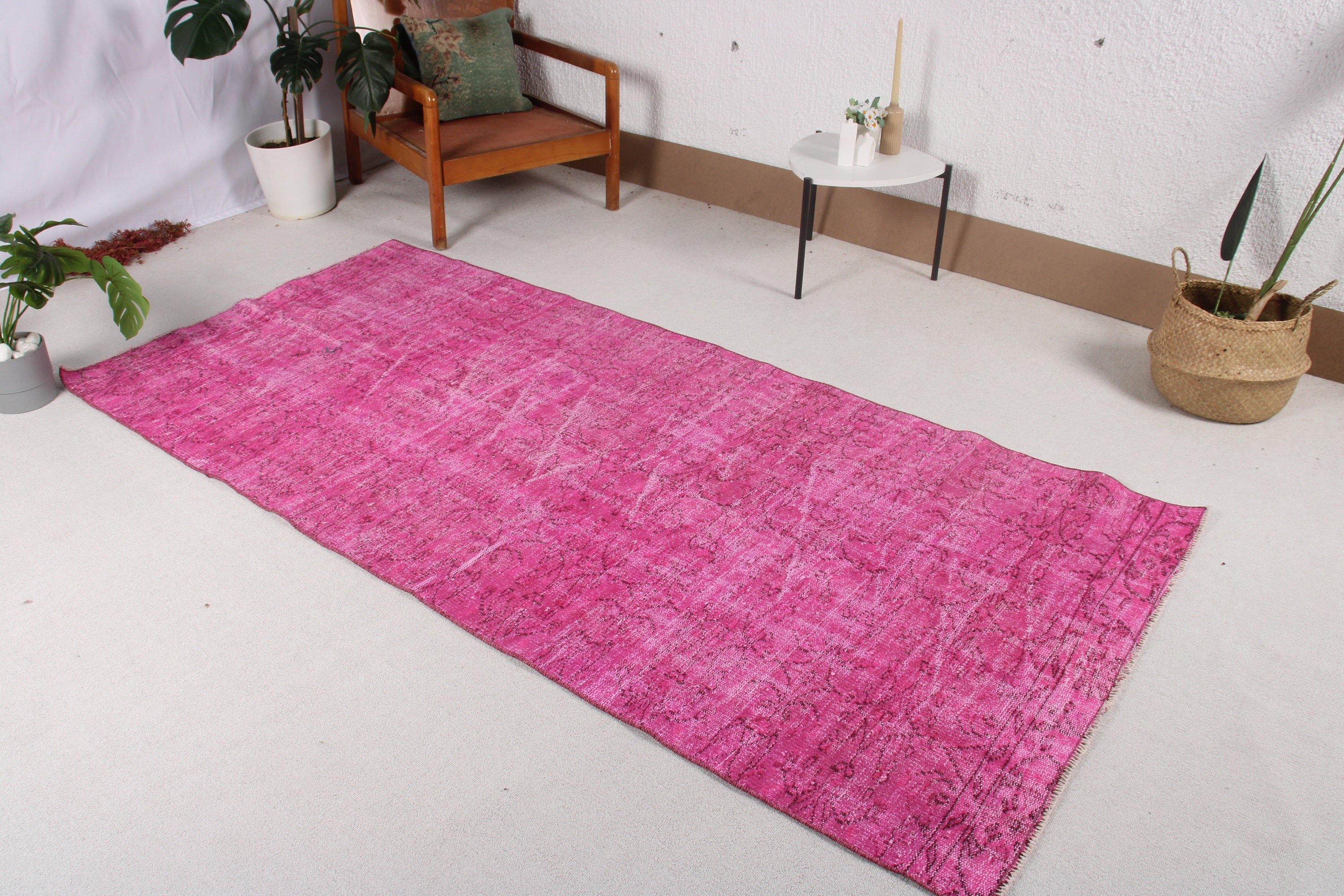 Handwoven Rugs, Pink Modern Rugs, Turkish Rug, Vintage Rugs, 3.8x8.1 ft Area Rug, Oushak Area Rug, Cool Rug, Statement Rugs, Bedroom Rugs