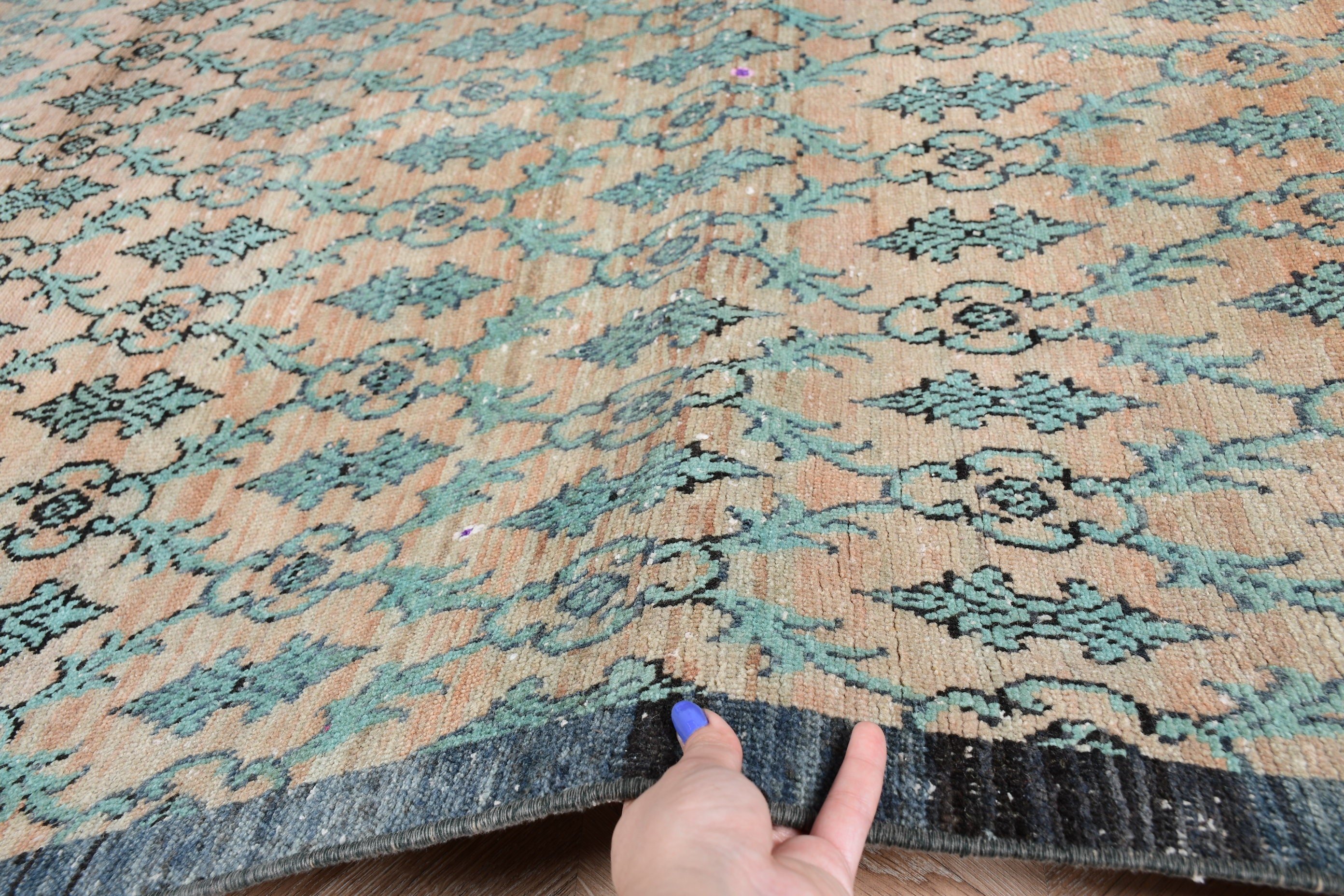 Türk Halısı, Kahverengi Soğuk Halı, Yer Halısı, Yemek Odası Halısı, Oushak Halısı, Vintage Halı, Mutfak Halıları, Mutfak Halıları, 4,4x7,8 ft Alan Halısı