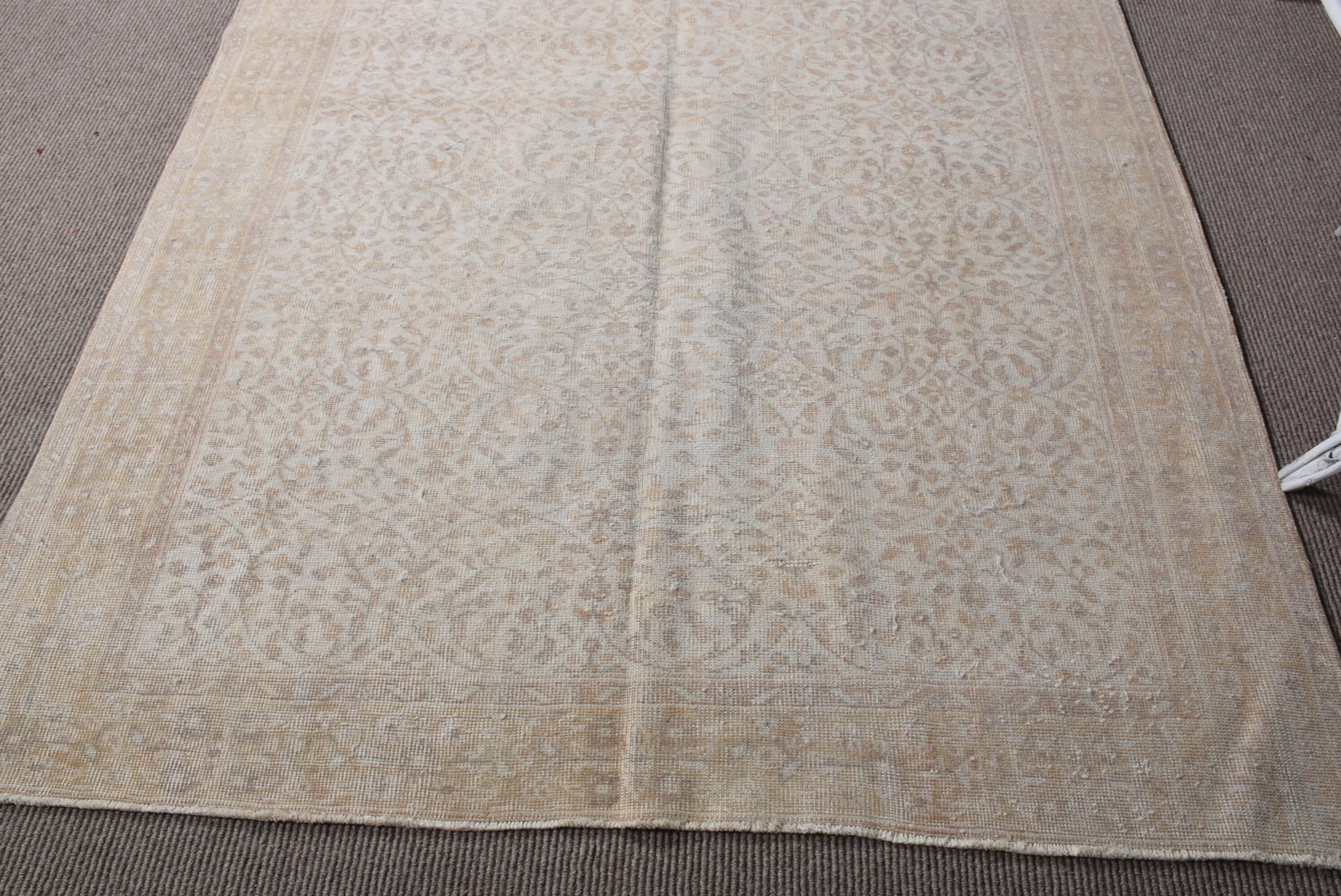 Beige Floor Rug, Oriental Rug, Vintage Rugs, Eclectic Rug, Turkish Rug, 5.4x9.4 ft Large Rug, Living Room Rugs, Bedroom Rugs