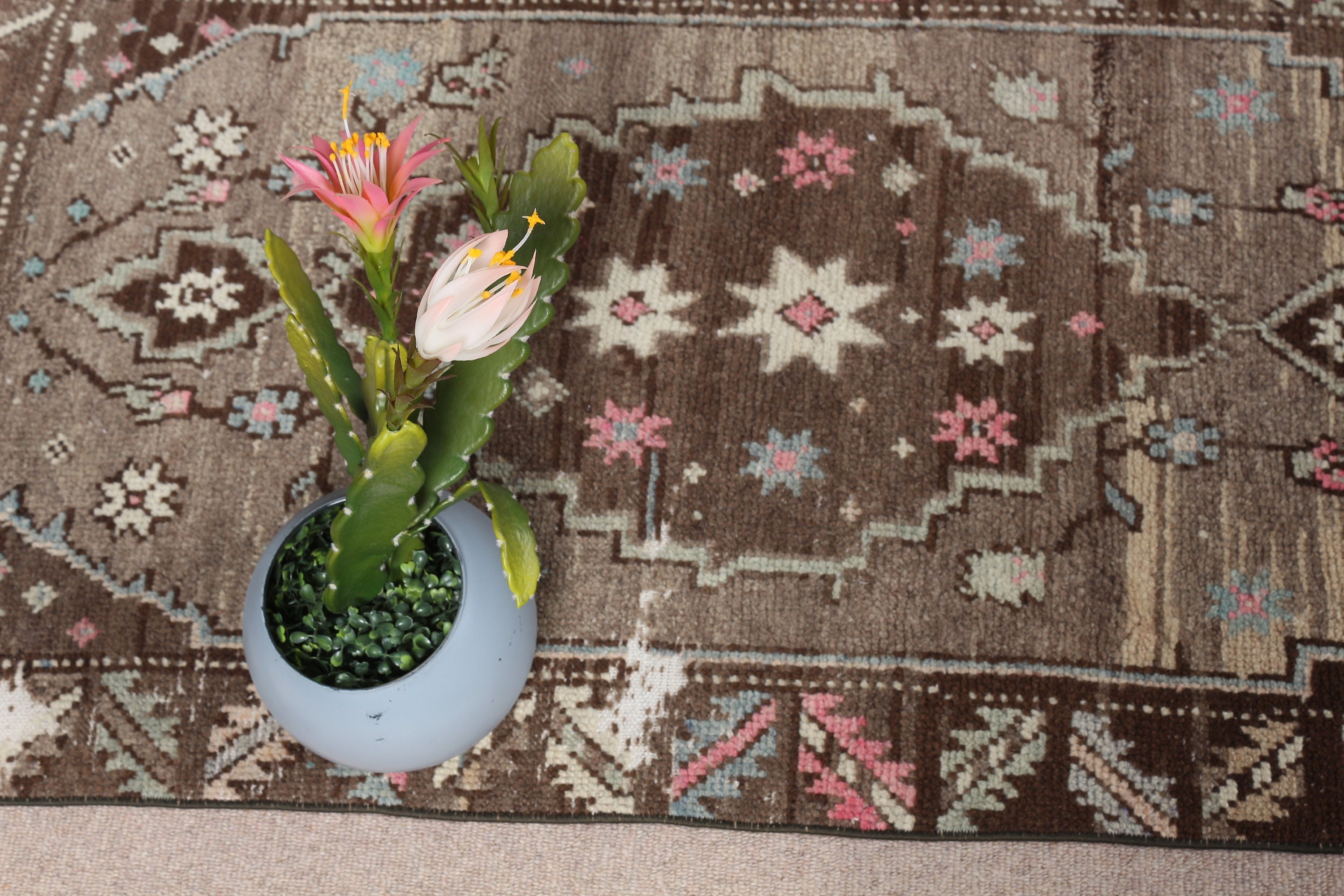 2.4x5.2 ft Small Rug, Bedroom Rug, Car Mat Rug, Brown Anatolian Rugs, Anatolian Rug, Vintage Rugs, Flatweave Rug, Antique Rug, Turkish Rug