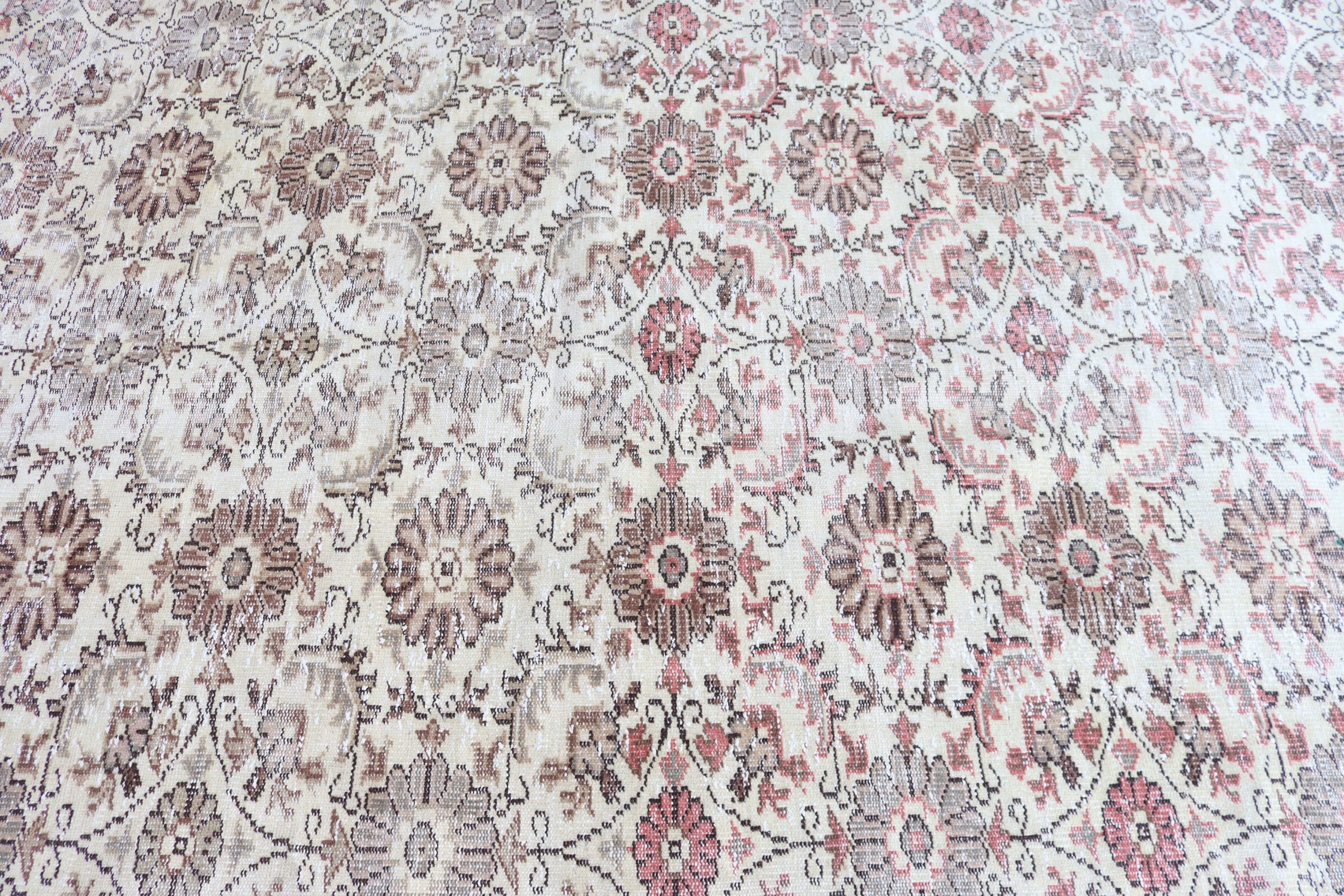 6.3x9.5 ft Büyük Halılar, El Dokuma Halılar, Etnik Halı, Yatak Odası Halısı, Salon Halıları, Türk Halıları, Vintage Halı, Bej Geometrik Halılar